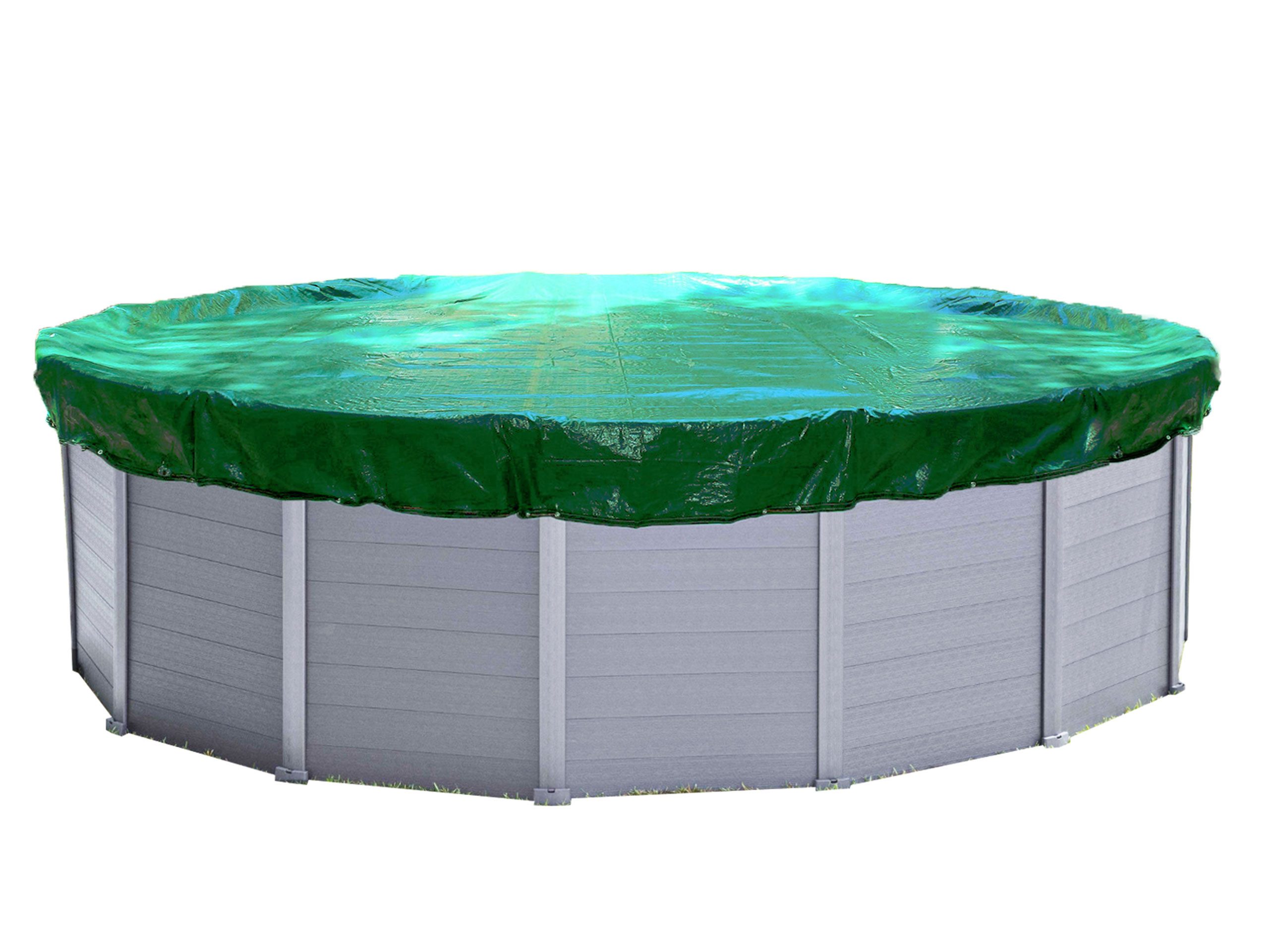 Quick Star Pool-Abdeckplane Sommer & Winter Poolabdeckung 200 g/m² PE (Rund, Grün, ⌀ 340 cm), Beidseitig beschichtet, Gewebeverstärkt, UV-Resistent