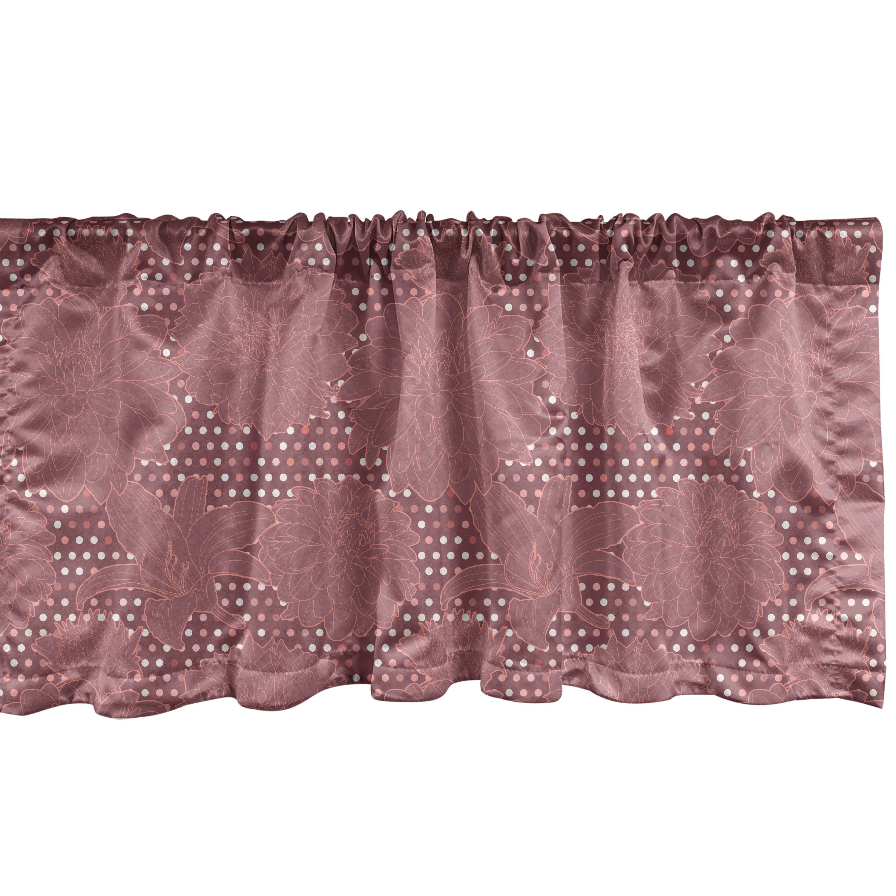 Scheibengardine Vorhang Volant für Küche Schlafzimmer Dekor mit Stangentasche, Abakuhaus, Microfaser, Chrysantheme Das Wachstum auf Tupfen