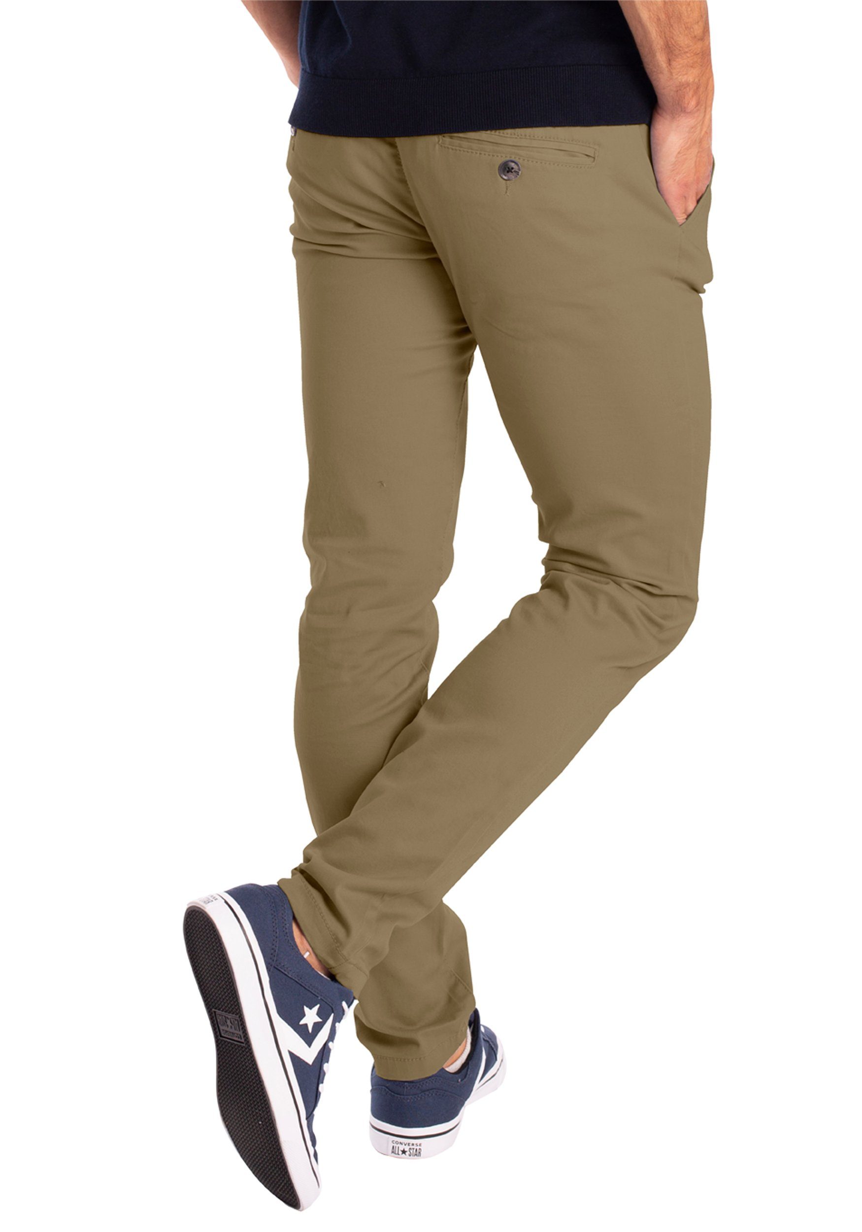 BlauerHafen Chinohose Herren Chinohose Slim Fit Stretch Business Casual Stoffhose Freizeit 4 Taschen (2 Vorder- und 2 Gesäßtaschen)