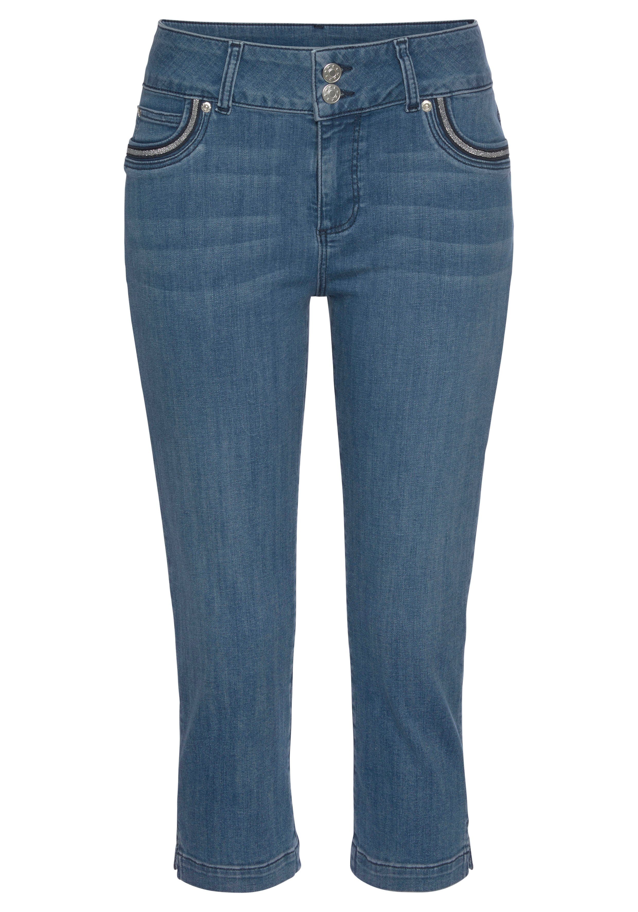 LASCANA Caprijeans mit verzierten Taschen, elastische günstig online kaufen