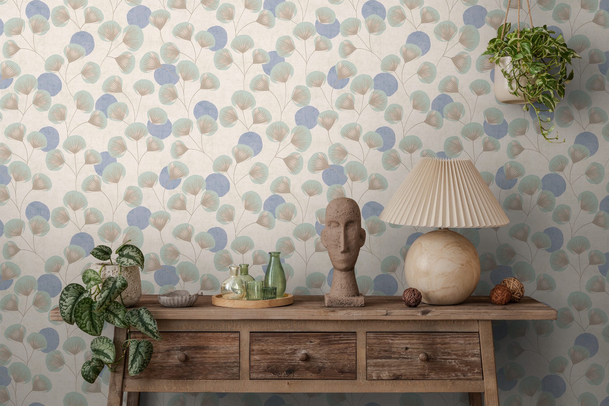 A.S. Création Vliestapete Retro-Blumentapete mit stilisierten Blüten, strukturiert, matt, (1 St), Elegante Blütenoptik für warme, charaktervolle Räume