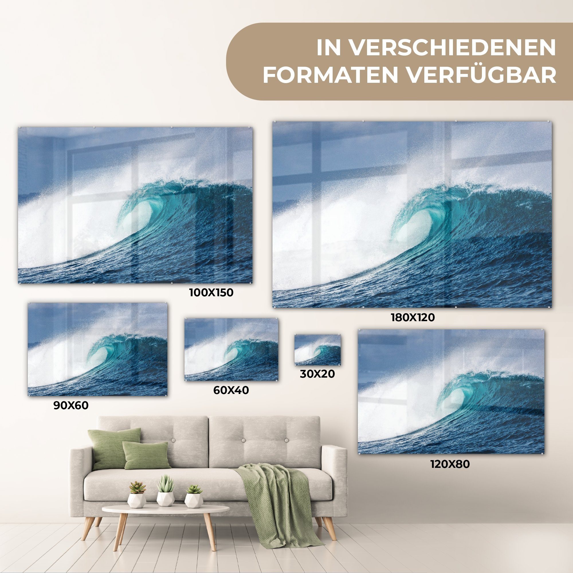 MuchoWow Acrylglasbild Meer - Golf auf auf (1 Glas - - Wandbild Wanddekoration St), - Bilder Foto Glasbilder Schaum, - Glas