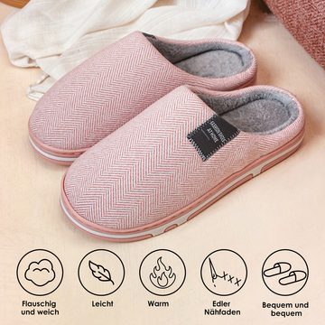 CALIYO Damen Herren Klassische Hausschuhe mit Memory Foam, Plüsch Hausschuhe Plüsch Hausschuhe Damen Herren Hausschuhe Winter Warm Weiche Flache Plüsch Pantoffel