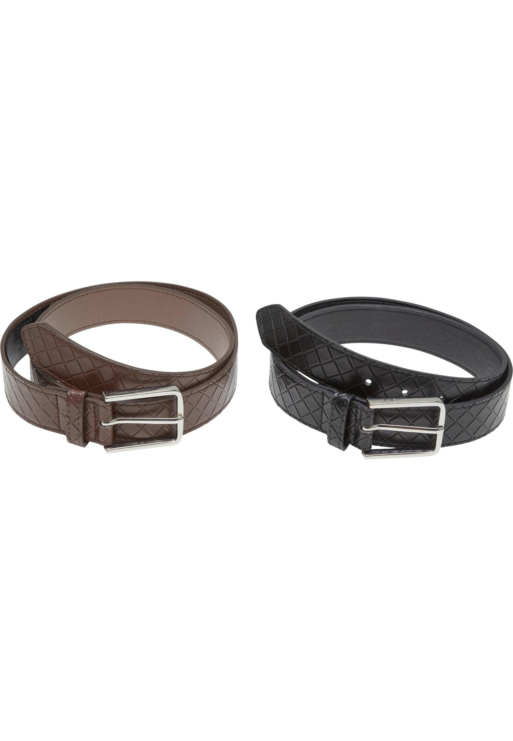 URBAN CLASSICS Synthetikgürtel Urban Classics Woven Embossed Synthetic Leather Belt 2-Pack