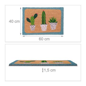 Fußmatte Kokos Fußmatte Kaktus, relaxdays, Höhe: 15 mm