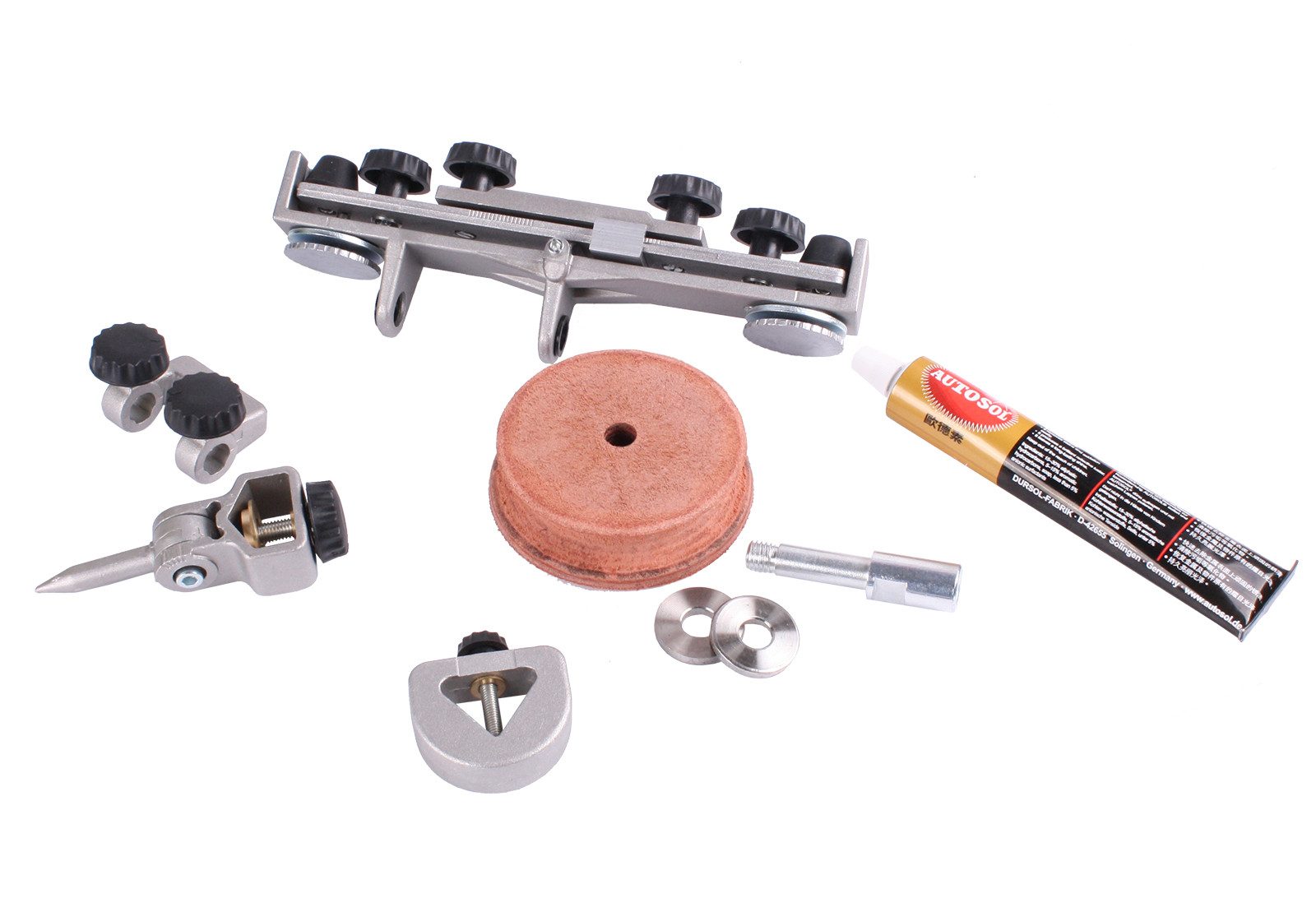 WELDINGER Nass-Trockenschleifer SRS-23 Schreinerset 5-teilig für Nass-Schleifmaschine NSM200/250 vario, (Schreinerset, 5 tlg), hochwertige Komponenten aus Metall mit Rändelschrauben