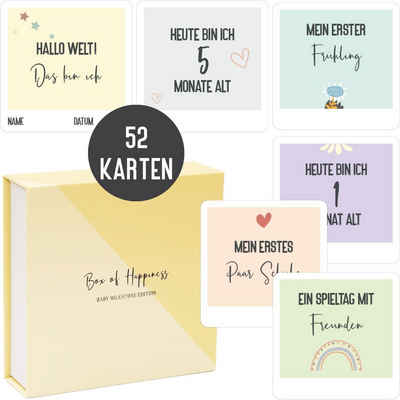 Things of Happiness Grußkarte Meilensteinkarten Baby, 52 Fotokarten für Junge & Mädchen, Mein 1. Lebensjahr Set, Geschenk zur Geburt