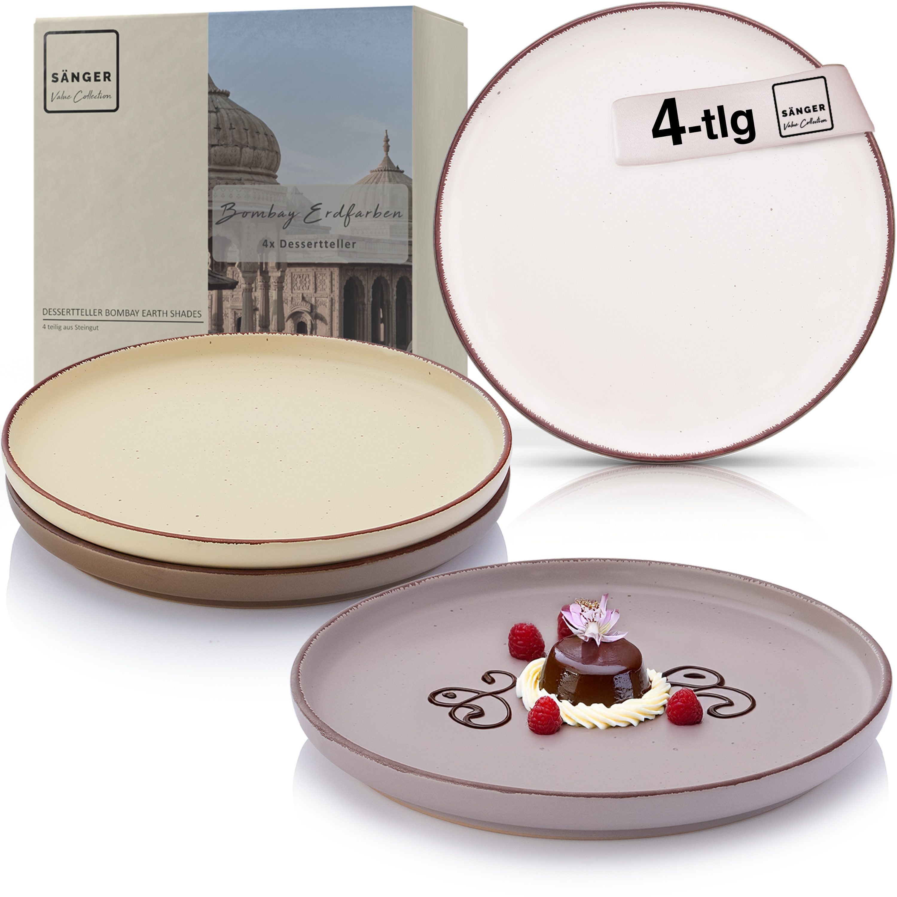 SÄNGER Тарелки Bombay, (4 St), Bombay Erdfarben, 4x Десертная тарелка, Steingut, VALUE COLLECTION