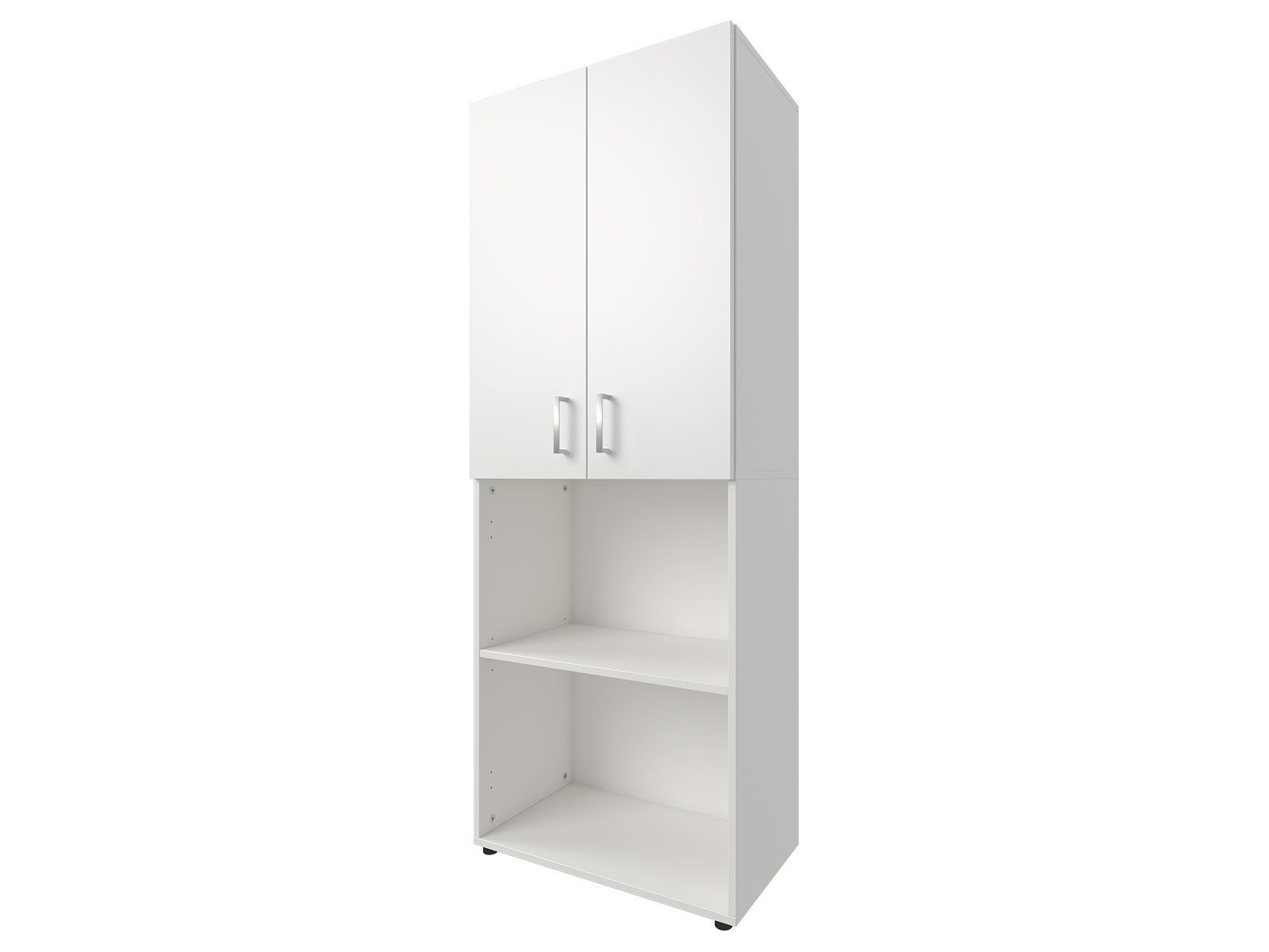 möbelando Aktenschrank Trio 22 zeitloser Beistellschrank aus Spanplatte in weiß mit 2 höhenverstellbaren Einlegeböden. Breite 57 cm, Höhe 154 cm, Tiefe 34,5 cm - Made in Germany Weiß | weiß