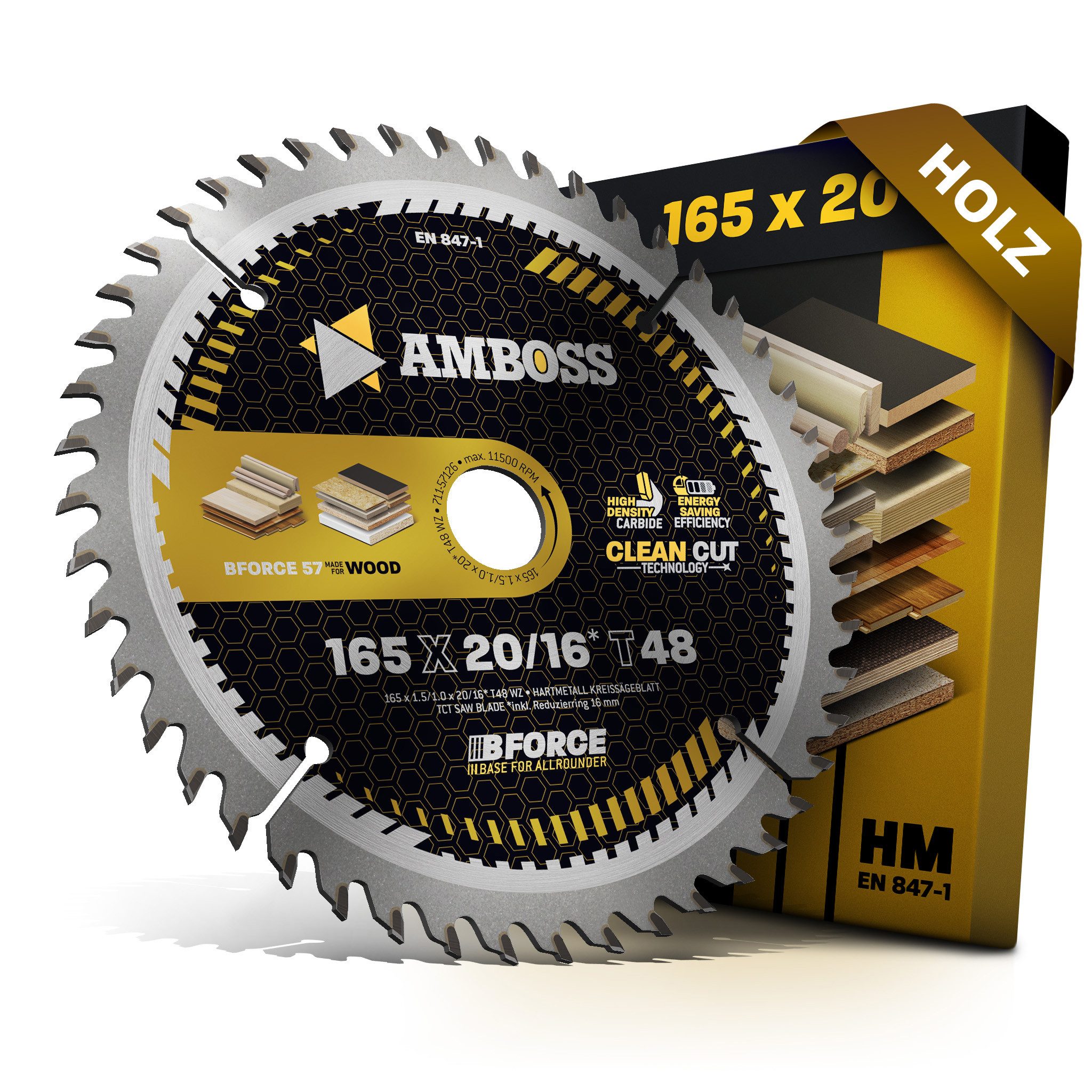 Amboss Werkzeuge Kreissägeblatt HM Kreissägeblatt - 165 x 1.5/1.2 x 20 Z48 WZ