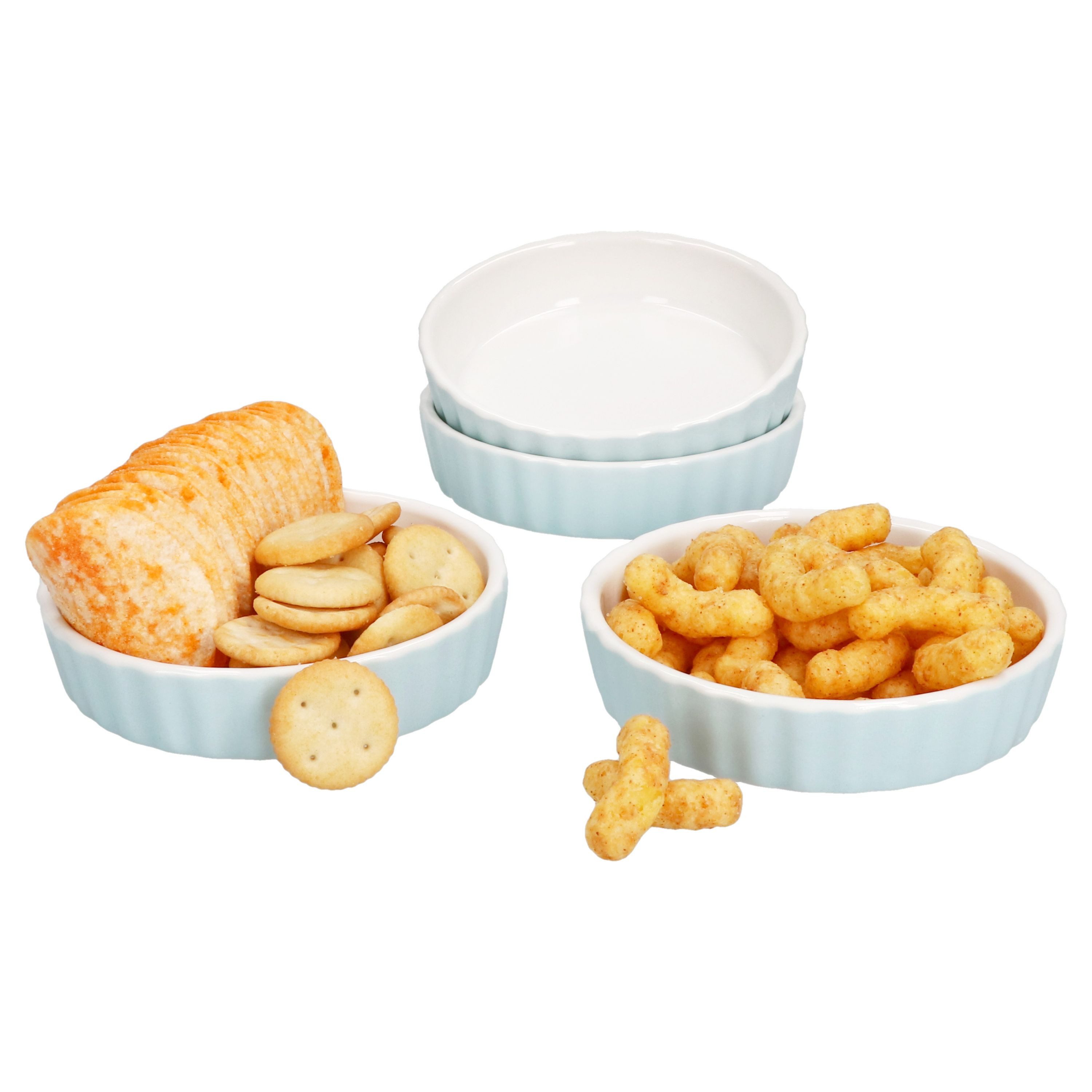 MamboCat Auflaufform 4x Schälchen Emilia 140ml Porzellan blau Crème Brûlée Backform, Porzellan