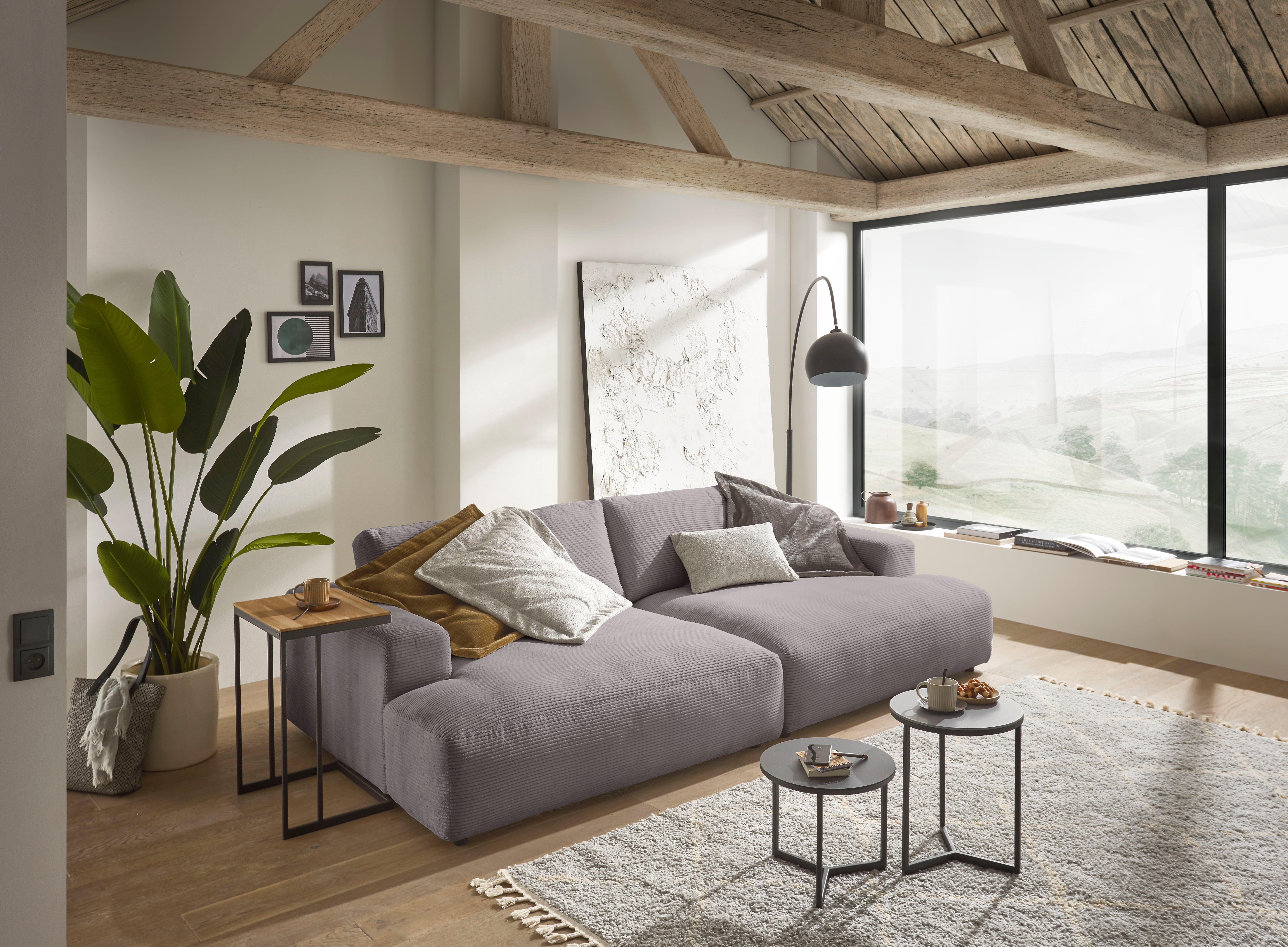 GALLERY M branded by Breite Cord-Bezug, 292 Loungesofa Lucia, Musterring cm grey