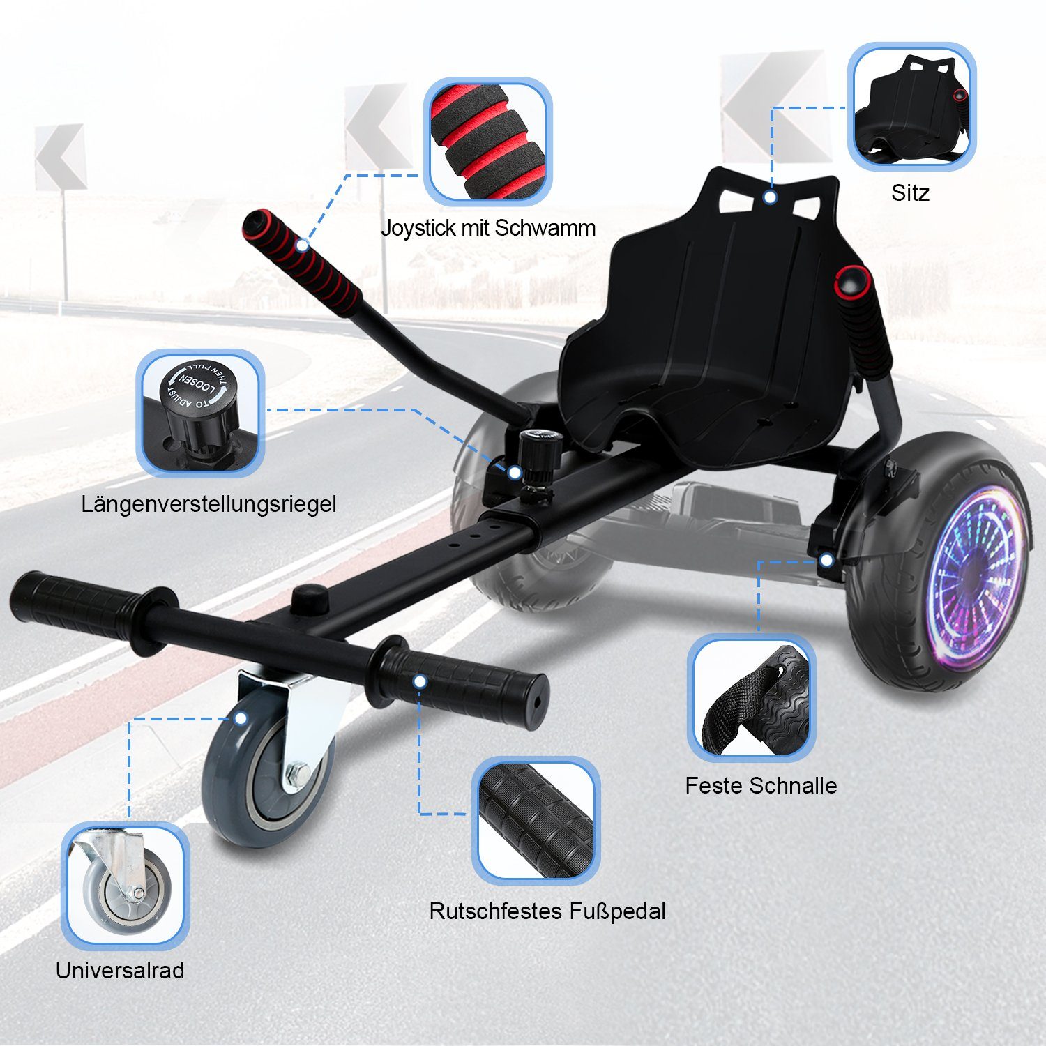 Thumbnail - Clanmacy Balance Scooter Kart Hoverboard Sitz Hoverkart für Erweiterung für 6.5-10 Zoll Sitzscooter, (1 tlg)
