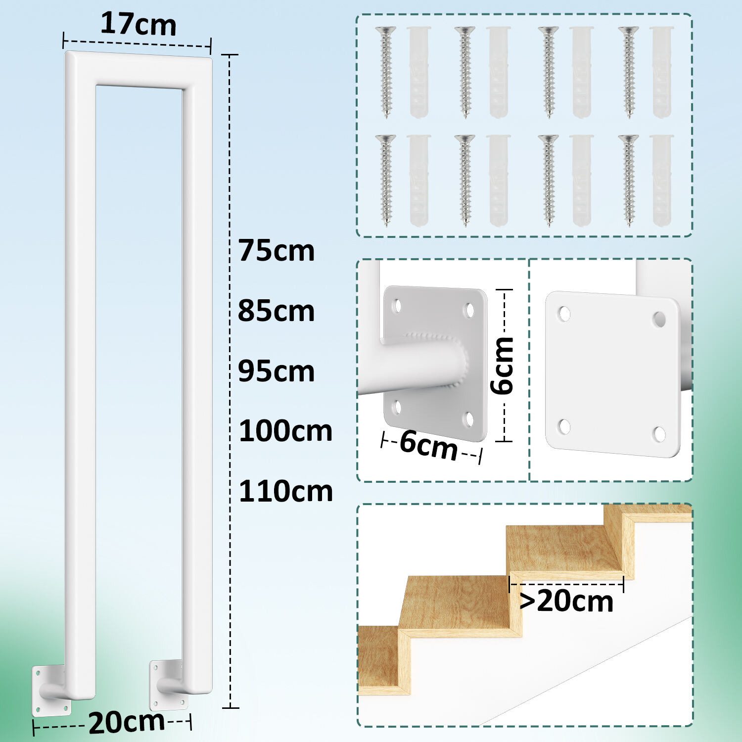Clanmacy Treppengeländer U-förmige Elliptische Röhr Handlauf Seitliche Mont günstig online kaufen