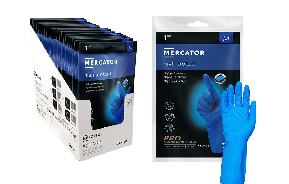 Einweghandschuhe MERCATOR Nitrilhandschuhe high protect - extra lang