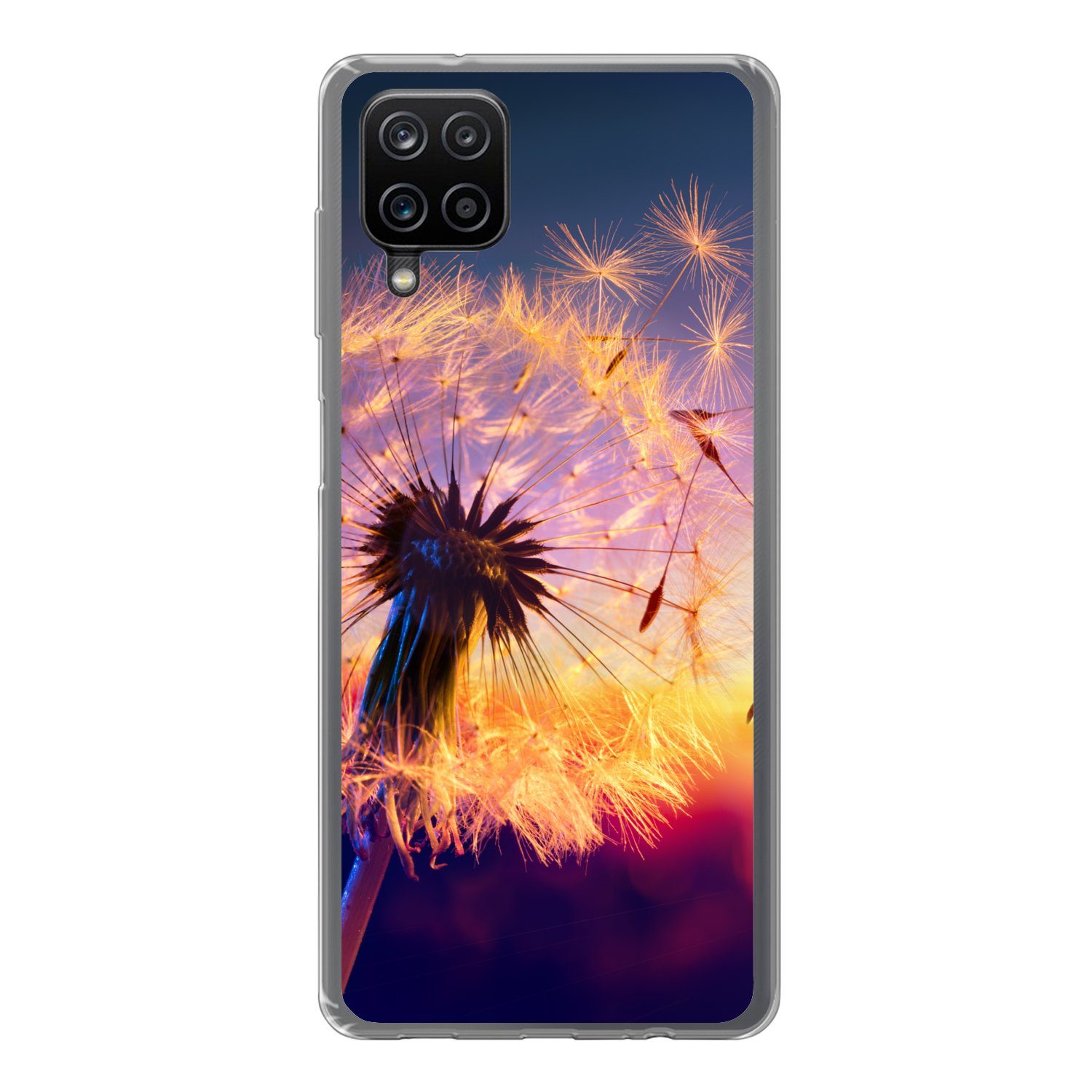 MuchoWow Handyhülle für Samsung Galaxy A12 Löwenzahn - Blumen - Sonnenuntergang - Horizont, Smartphone-Bumper, Print, Handy Schutzhülle Dünn