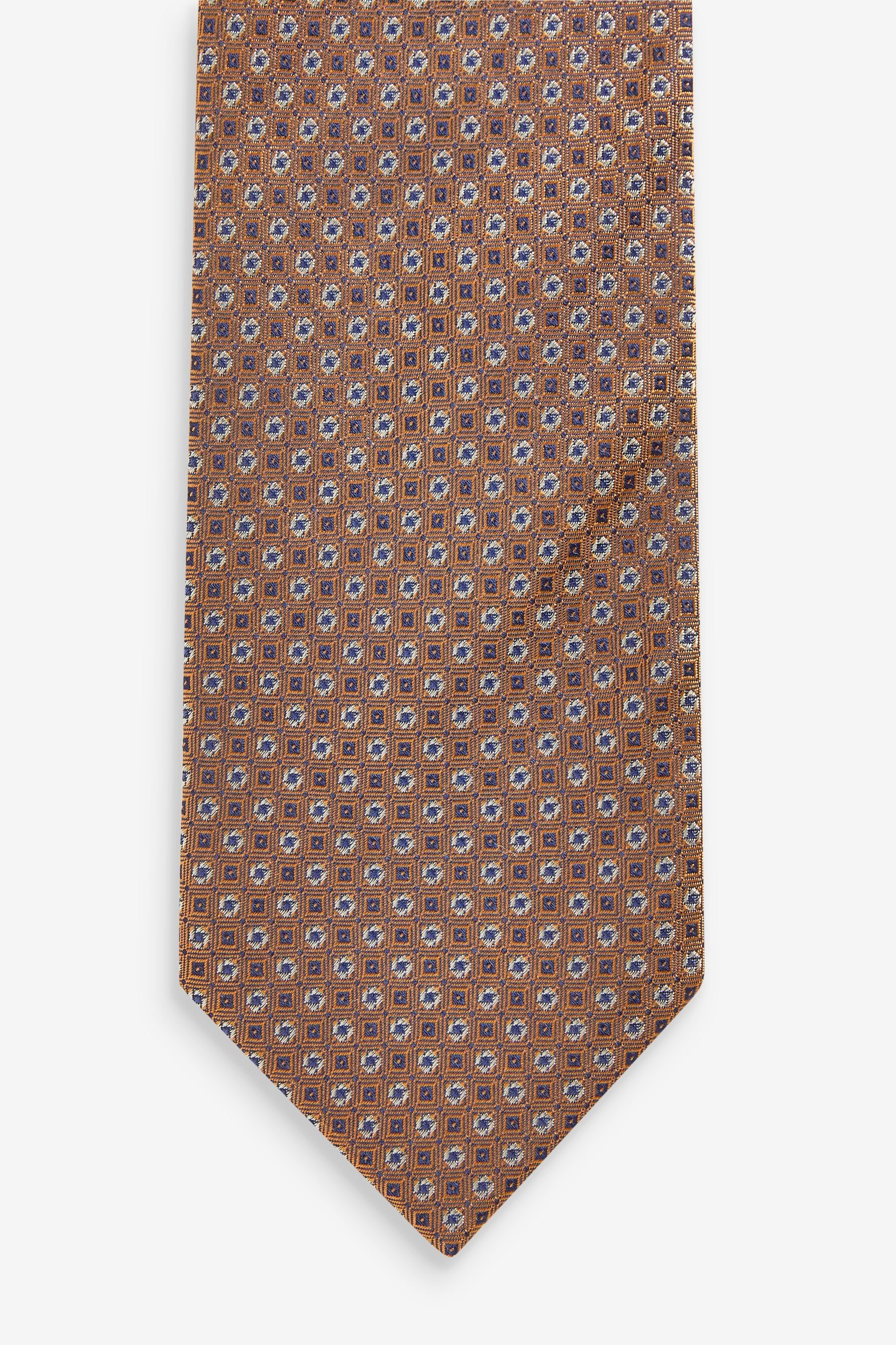 Next Krawatte Seidenkrawatte mit geometrischem Rust Brown Muster (1-St)