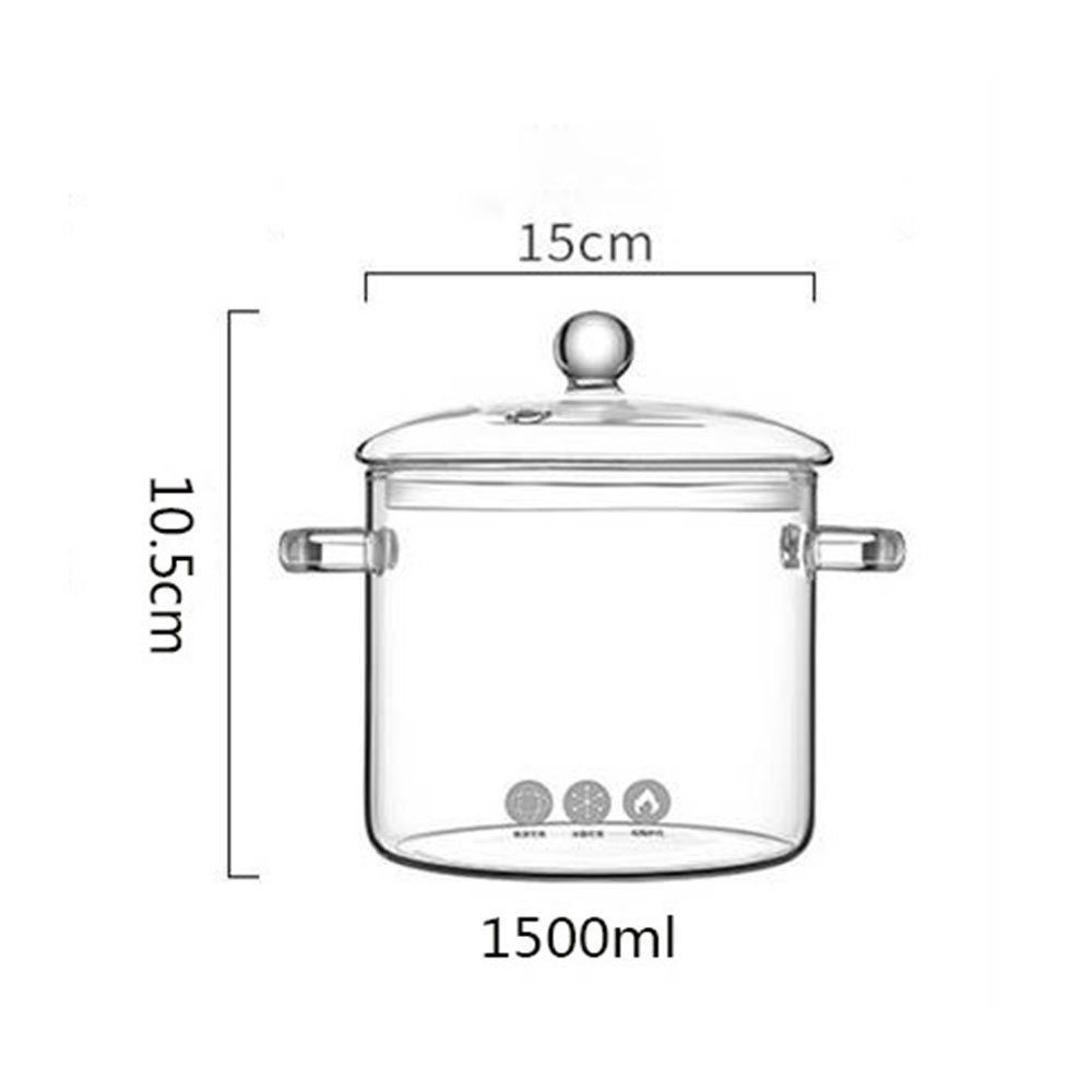 FELIXLEO Suppentopf Glas Kochtopf,mit doppeltem Griff und Deckel,Beheizbare 1500ML, (1-tlg)