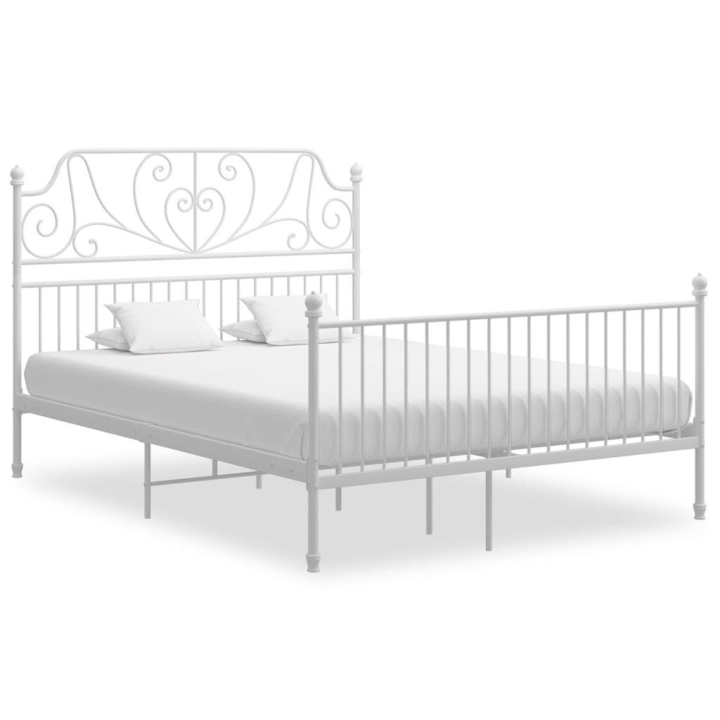 vidaXL Bettgestell, Bettrahmen Weiß Metall 160x200 günstig online kaufen