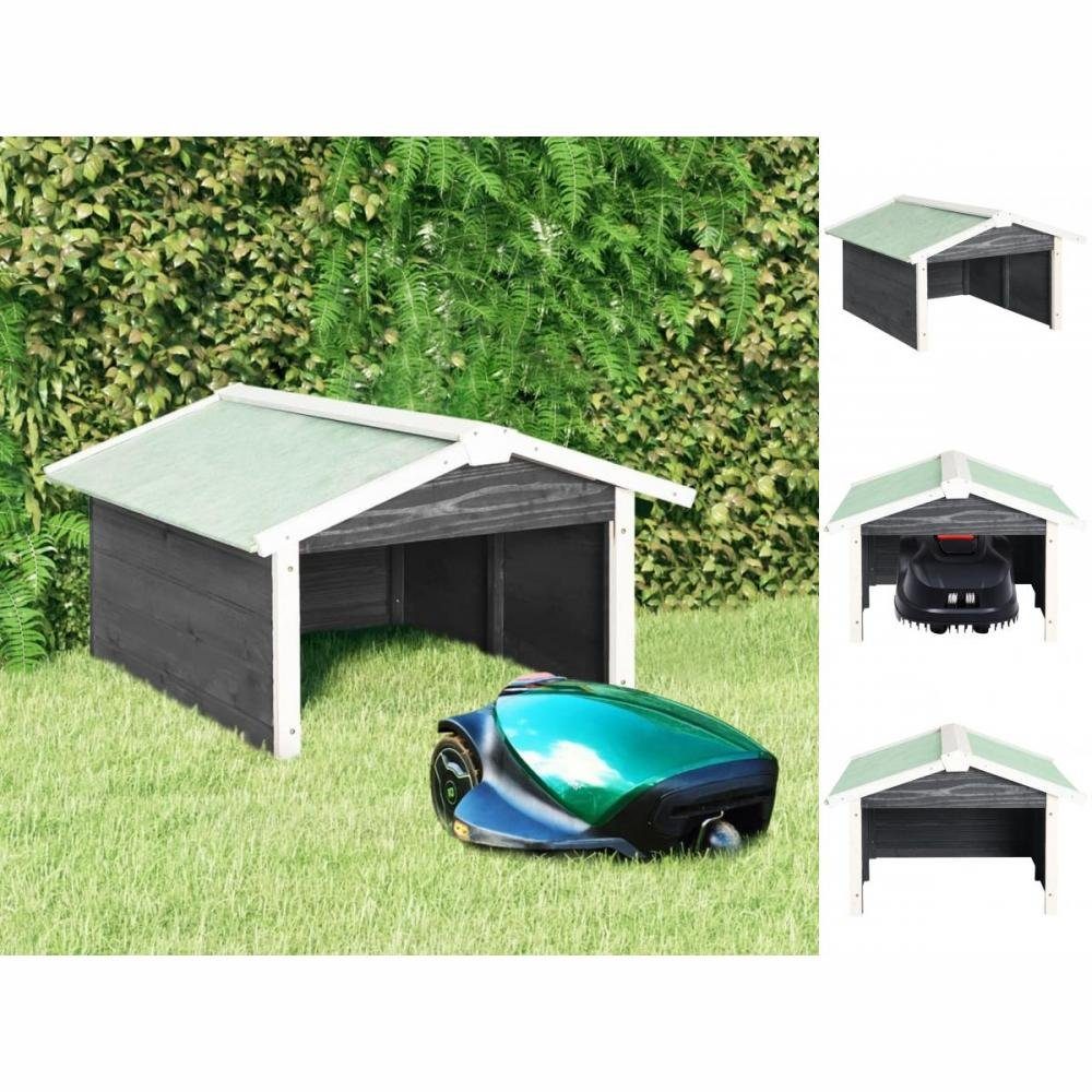 vidaXL Mähroboter-Garage Roboter-Rasenmäher Garage 72x87x50 cm Grau Weiß Tannenholz, BxTxH: 72x87x50 cm grau