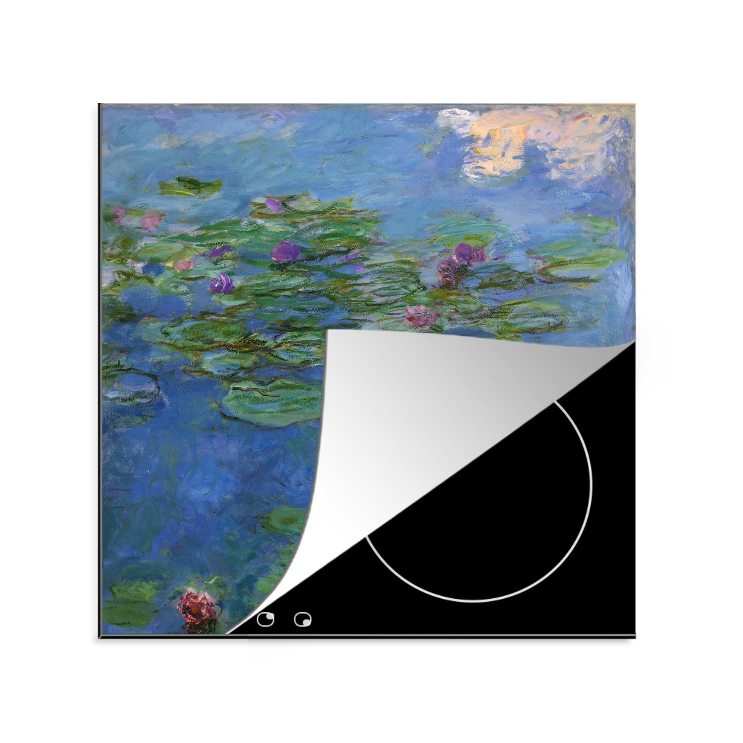 MuchoWow Herdblende-/Abdeckplatte Seerosen - Claude Monet, Vinyl, (1 tlg), 78x78 cm, Ceranfeldabdeckung, Arbeitsplatte für küche