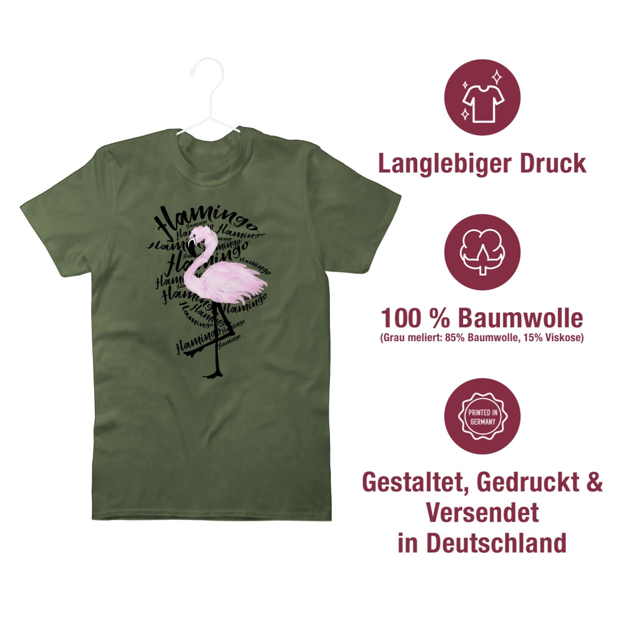 Flamingo T-Shirt Shirtracer Tiere 2 Zubehör Army Grün