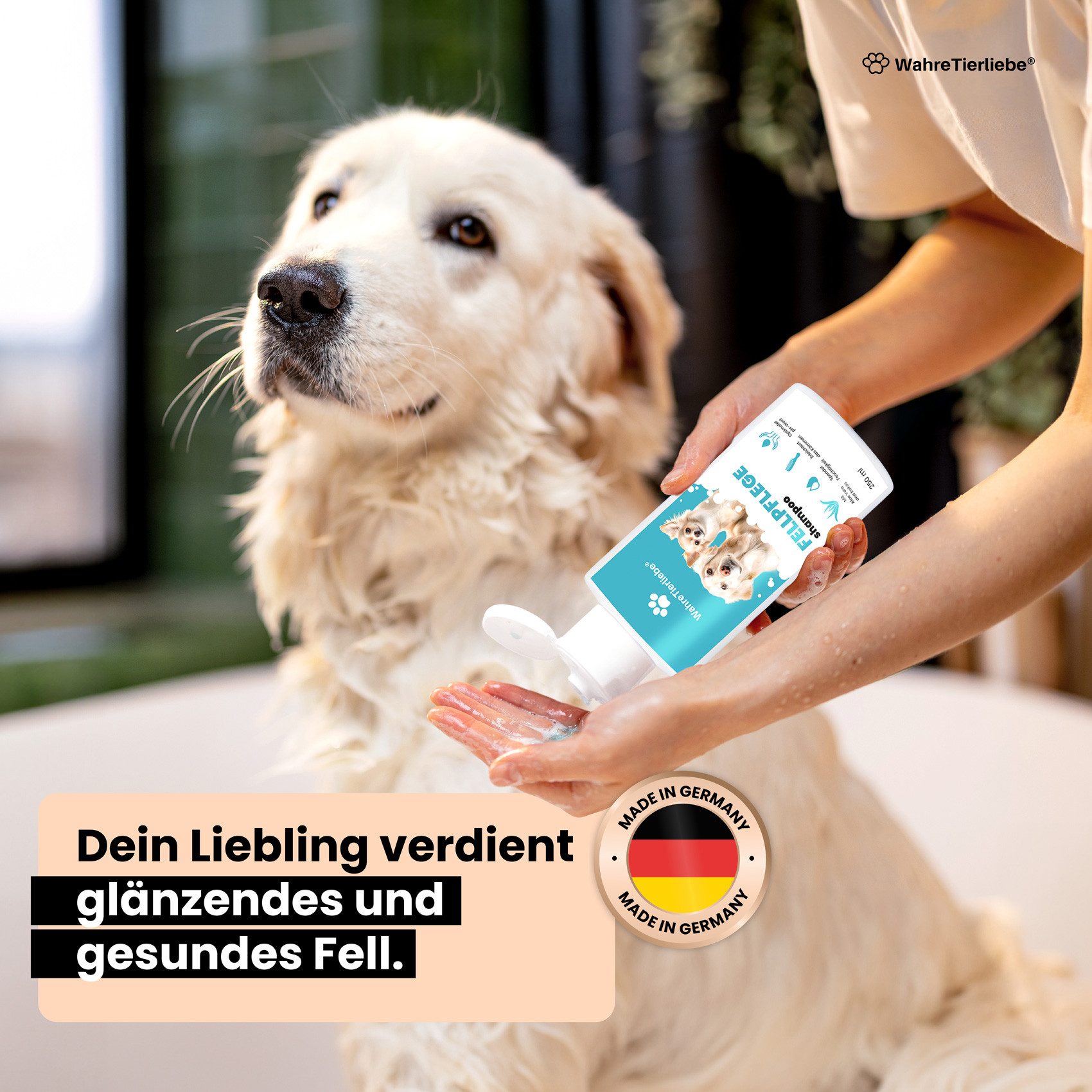 Wahre Tierliebe Tiershampoo Fellpflege, PH Neutral, Kokosnuss, Aloe Vera gegen Geruch und Schmutz, 250 ml, PH Neutral, Feuchtigkeitsspendend, Kokusnuss, Aloe Vera, Silikonfrei