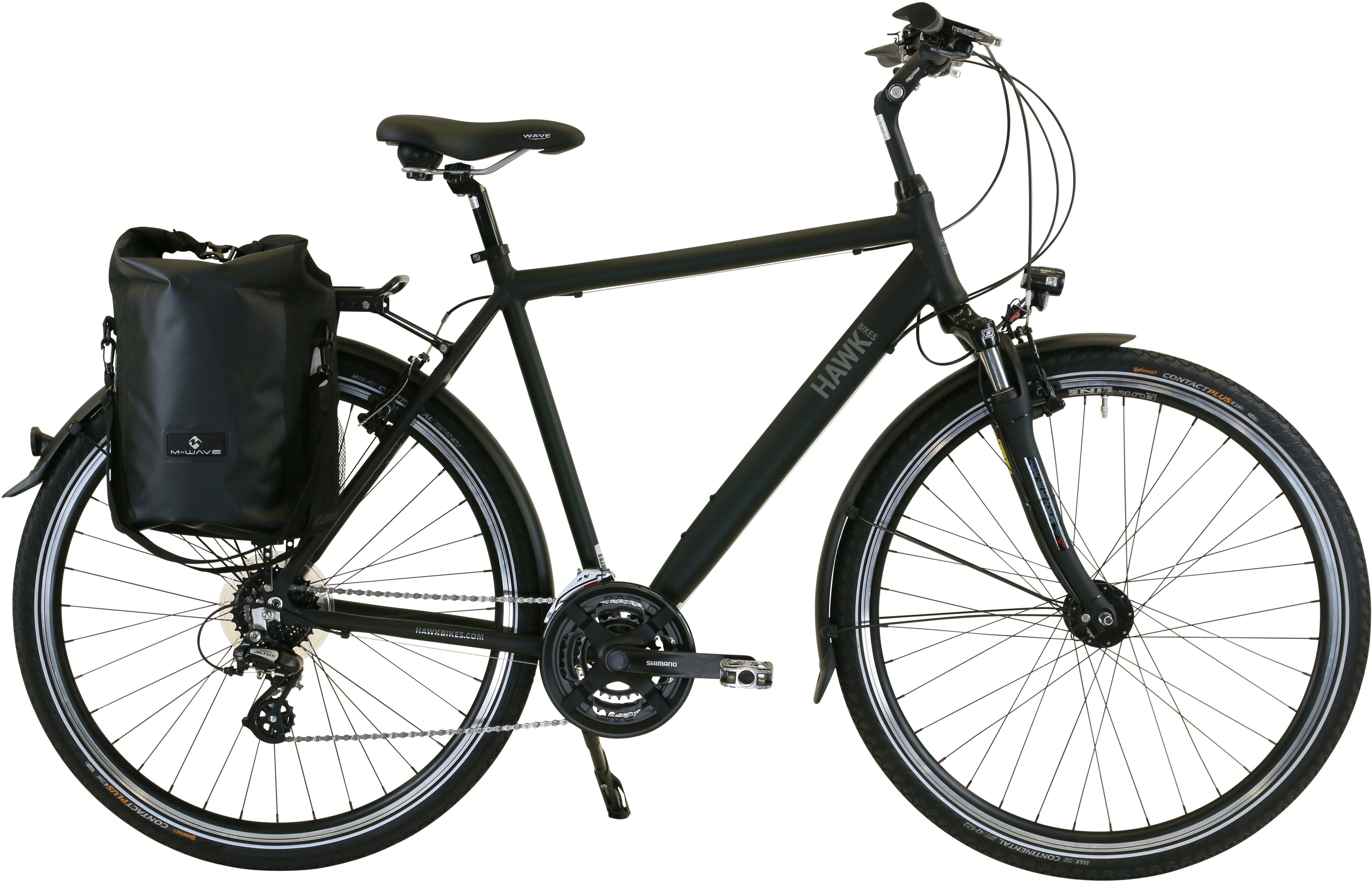 HAWK Bikes Trekkingrad HAWK Trekking Gent Premium Plus Black, 24 Gang microSHIFT