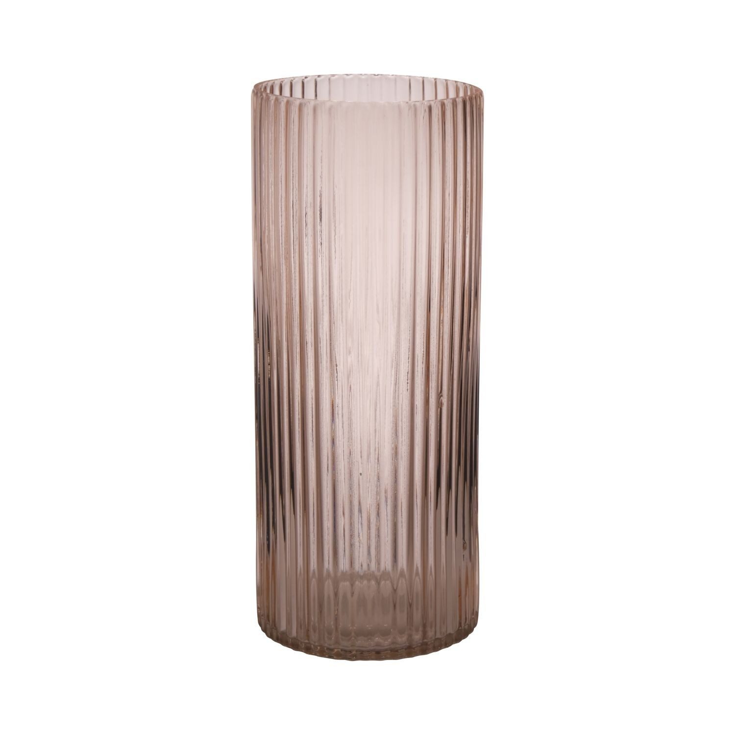 INNA-Glas Dekovase Moderne Glasvase Sorcha mit Rillen, zartrosa-klar, 30 cm, Ø 12,5 cm