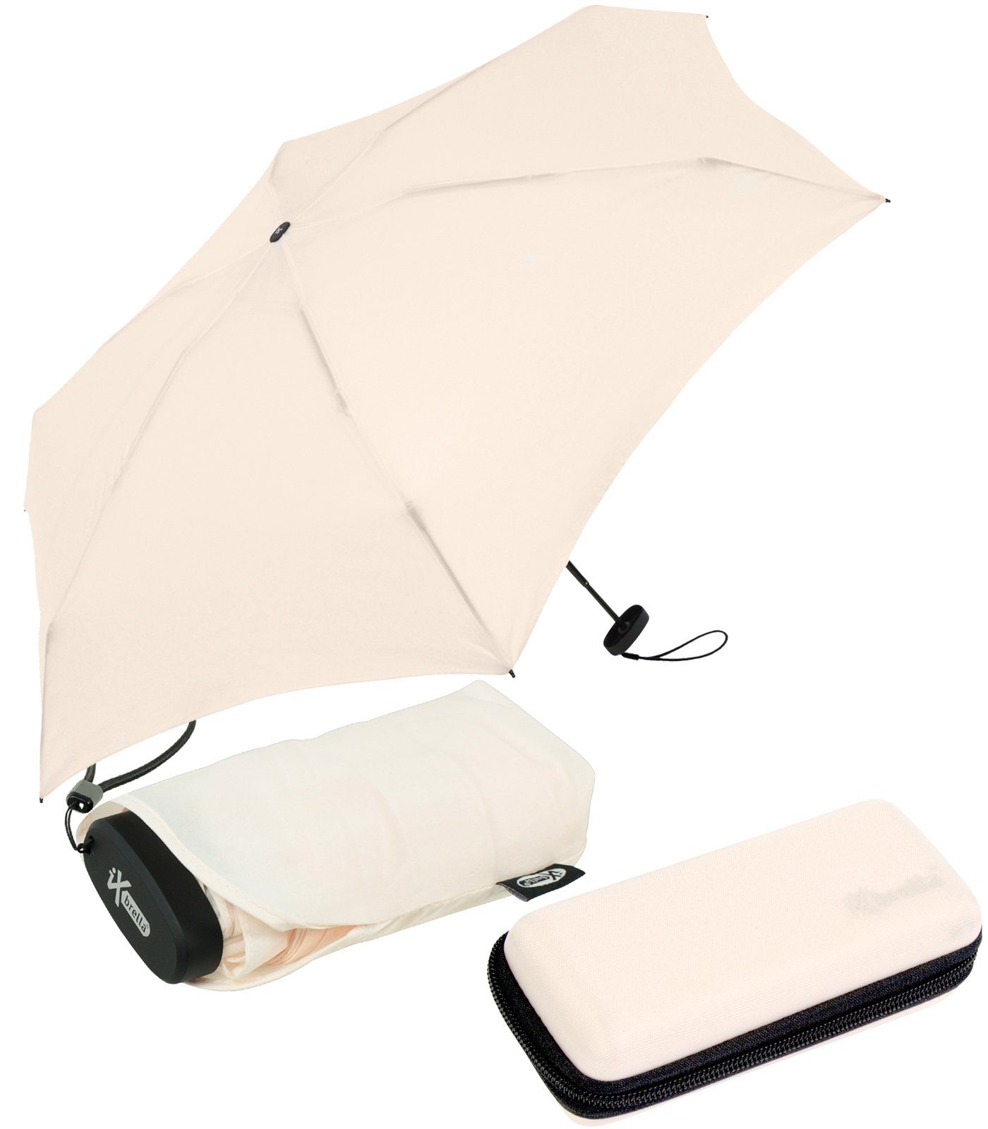 hellrosa Schirm Mini Softcase-Etui im 15 winziger Format, salt ultra-klein, iX-brella sea mit cm Handy Taschenregenschirm - Ultra
