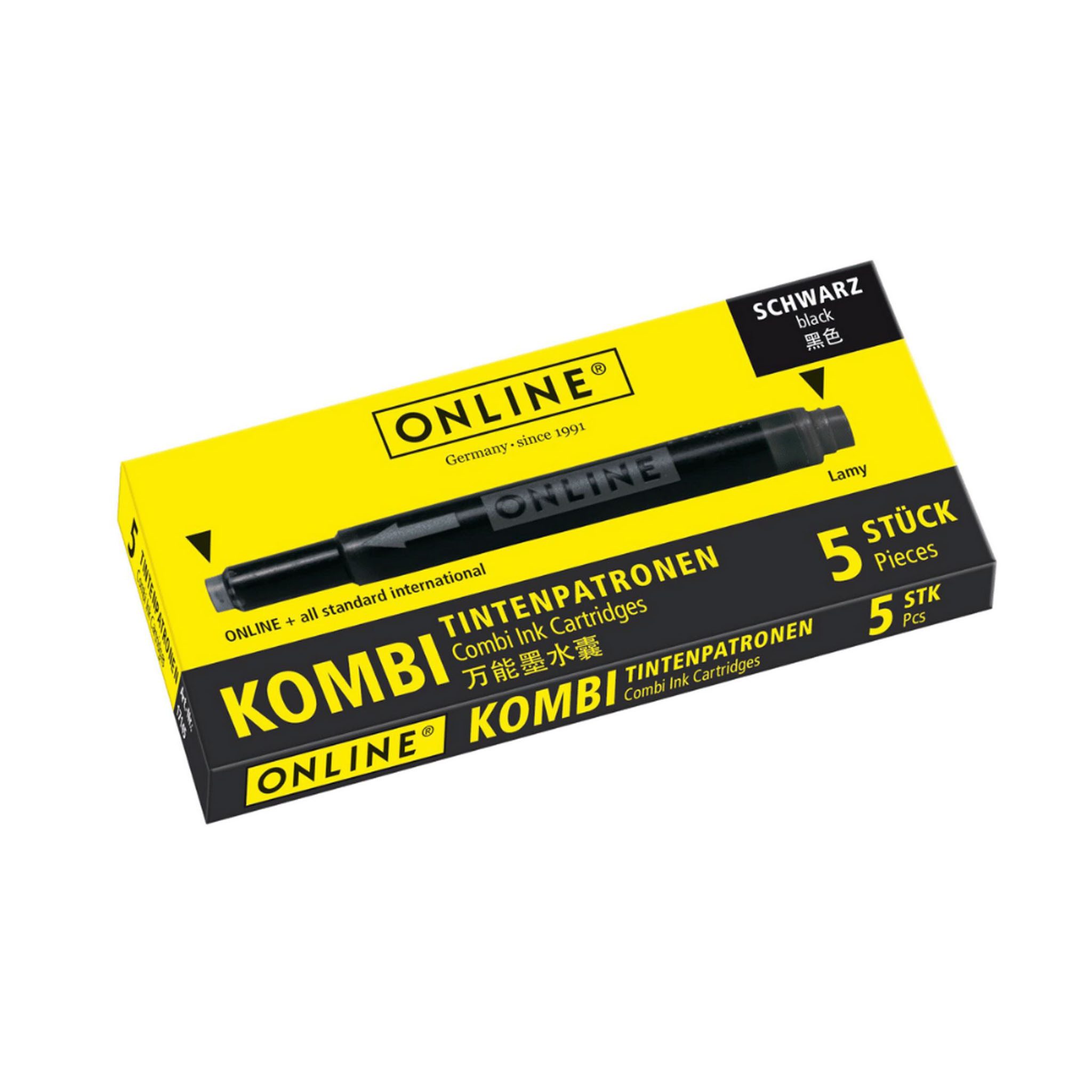 Online Pen ONLINE Kombipatrone Tintenpatrone 5 Stück schwarz Tintenpatrone