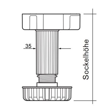 SO-TECH® Möbelfuß Sockelfuß Höhe 100 mm Stellfuß verstellbar, (4-St), inkl. 1 Sockelbefestigungsclip
