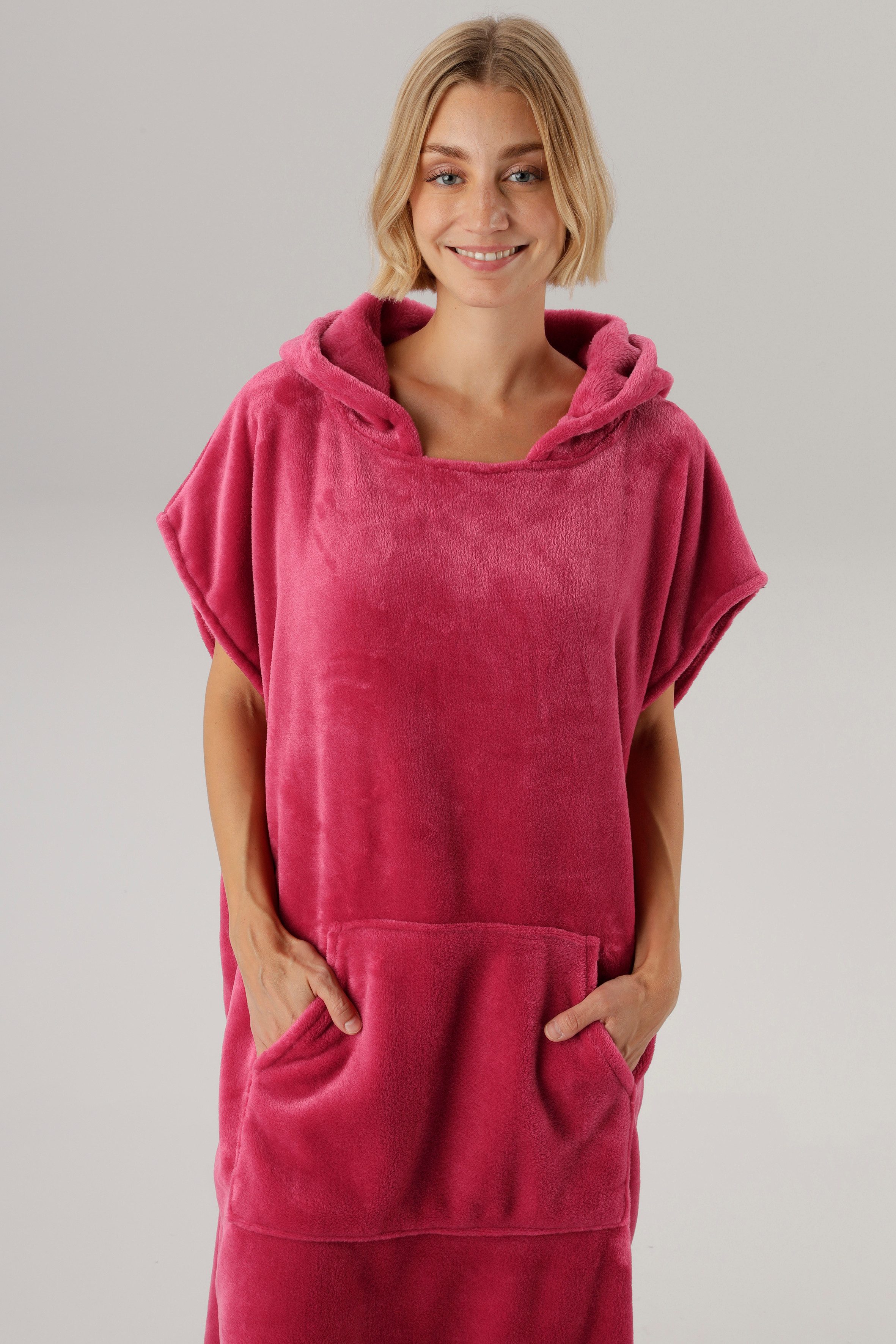 OTTO home Badeponcho Miia, Surfponcho ideal für Sauna, Spa & im Urlaub, Langform, Microfaser, Kapuze, weich und kuschelig, plüsch, Unisex, für Damen und Herren