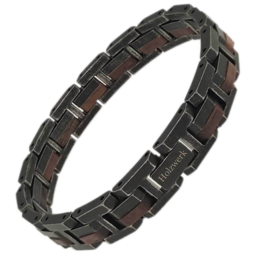 Holzwerk Edelstahlarmband Designer Holz Armband, Armkette Gliederarmband, inklusive Armbandkürzer, Holz Unikate, ideal auch als Geschenk
