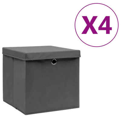 vidaXL Aufbewahrungsbox Aufbewahrungsboxen mit Deckeln 4 Stk. 28x28x28 cm Grau