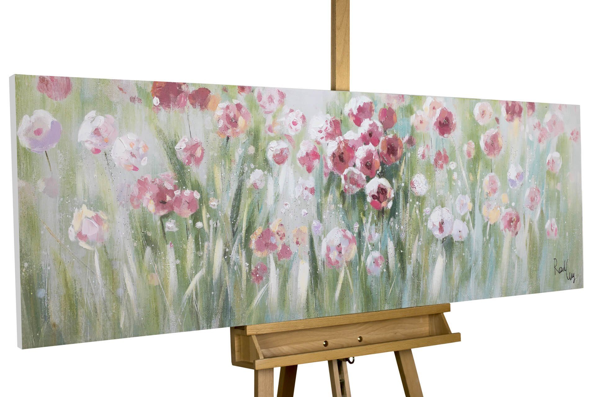 KUNSTLOFT Gemälde Unberührte Natur 150x50 cm, Leinwandbild 100% HANDGEMALT Wandbild Wohnzimmer