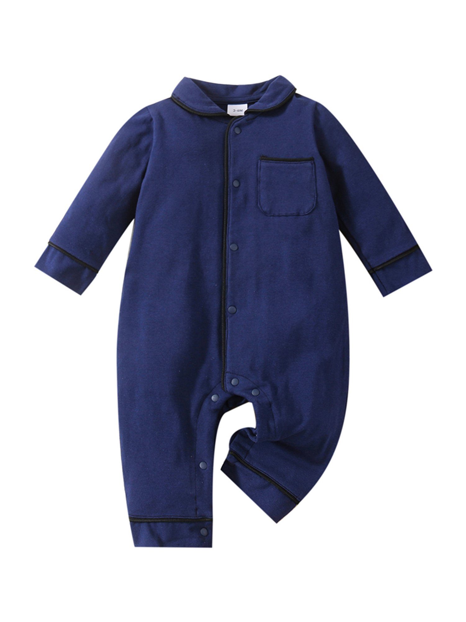 LAPA Strampler Unisex-Hauskleidung für Neugeborene, langärmelige Strampler Pyjamas, Blau Tiefes