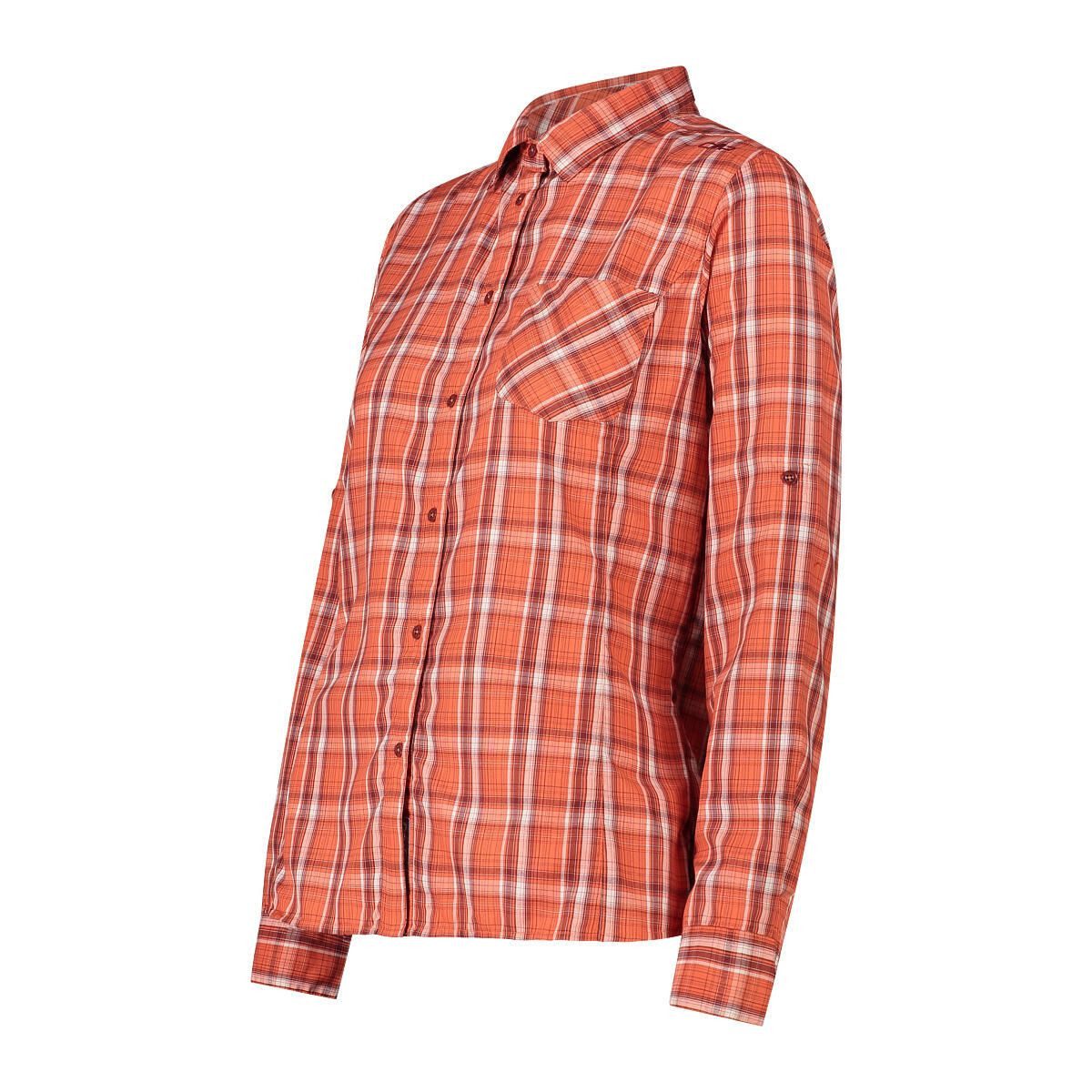 CMP Outdoorbluse Woman Shirt Funktionale Langarmbluse mit Karomuster und Dry-Function-Technologie