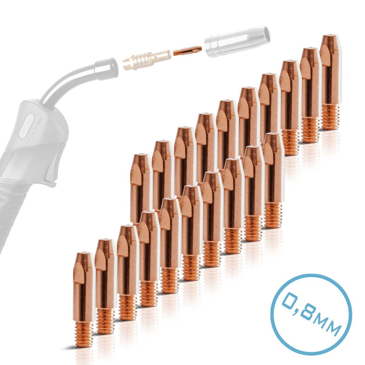 STAHLWERK M6x28 AK25 mm MB25 0,8 Inverterschweißgerät Stromdüsen