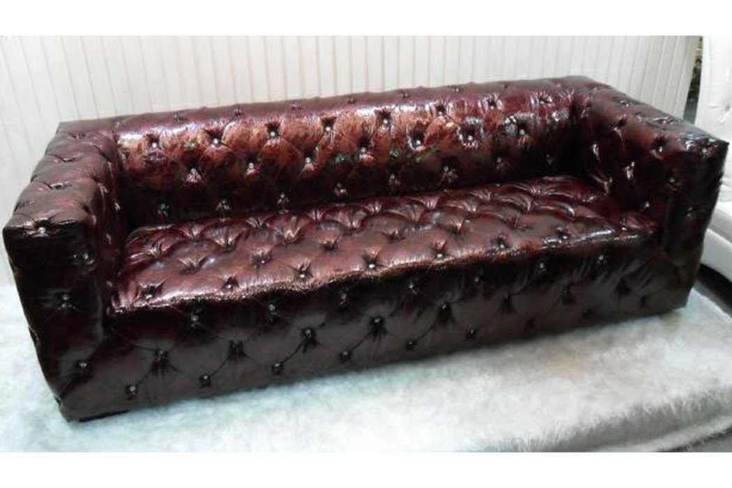 JVmoebel Sofa, Sofa Chesterfield 3 Couch Braun 250cm Luxus Sofas Sitzer Ledersofa