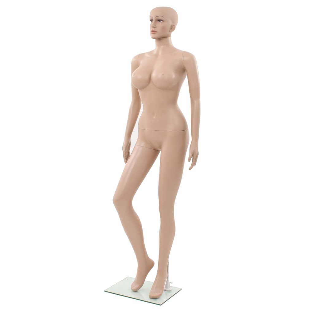 vidaXL Schneiderpuppe, Schaufensterpuppe Dame mit Glassockel Beige 180 cm