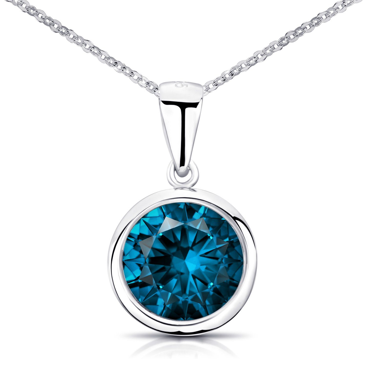 Materia Kristallanhänger Damen Silber Kristall Dunkelblau Ø10mm KA-462, 925 Sterling Silber, rhodiniert