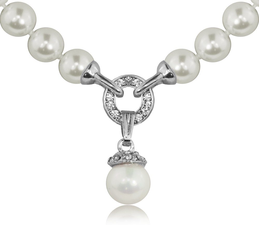 LUISIA® Perlenkette Collier mit großem Anhänger und Kristallen von Swarovsk günstig online kaufen