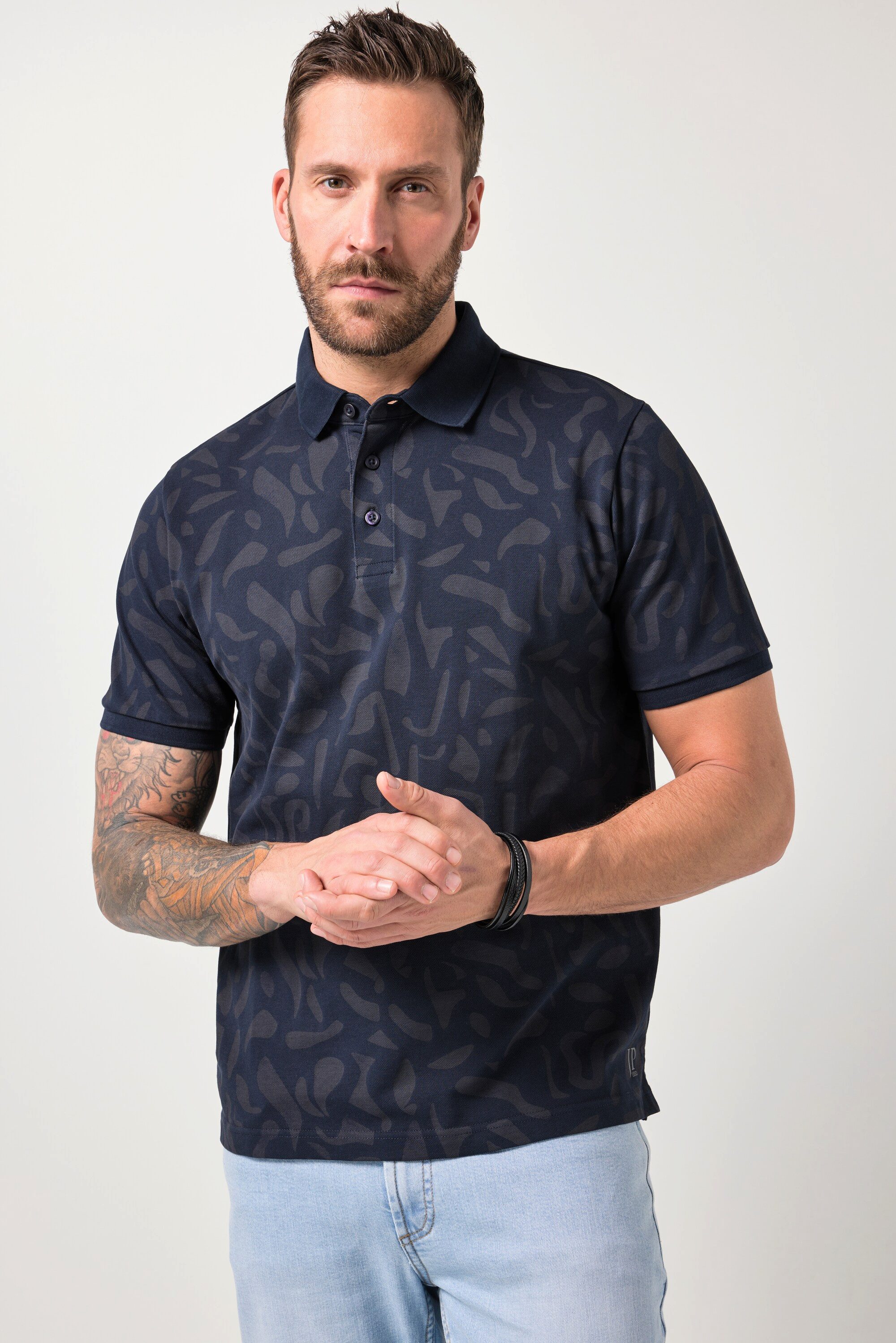 JP1880 Poloshirt Poloshirt Piqué Alloverprint Halbarm