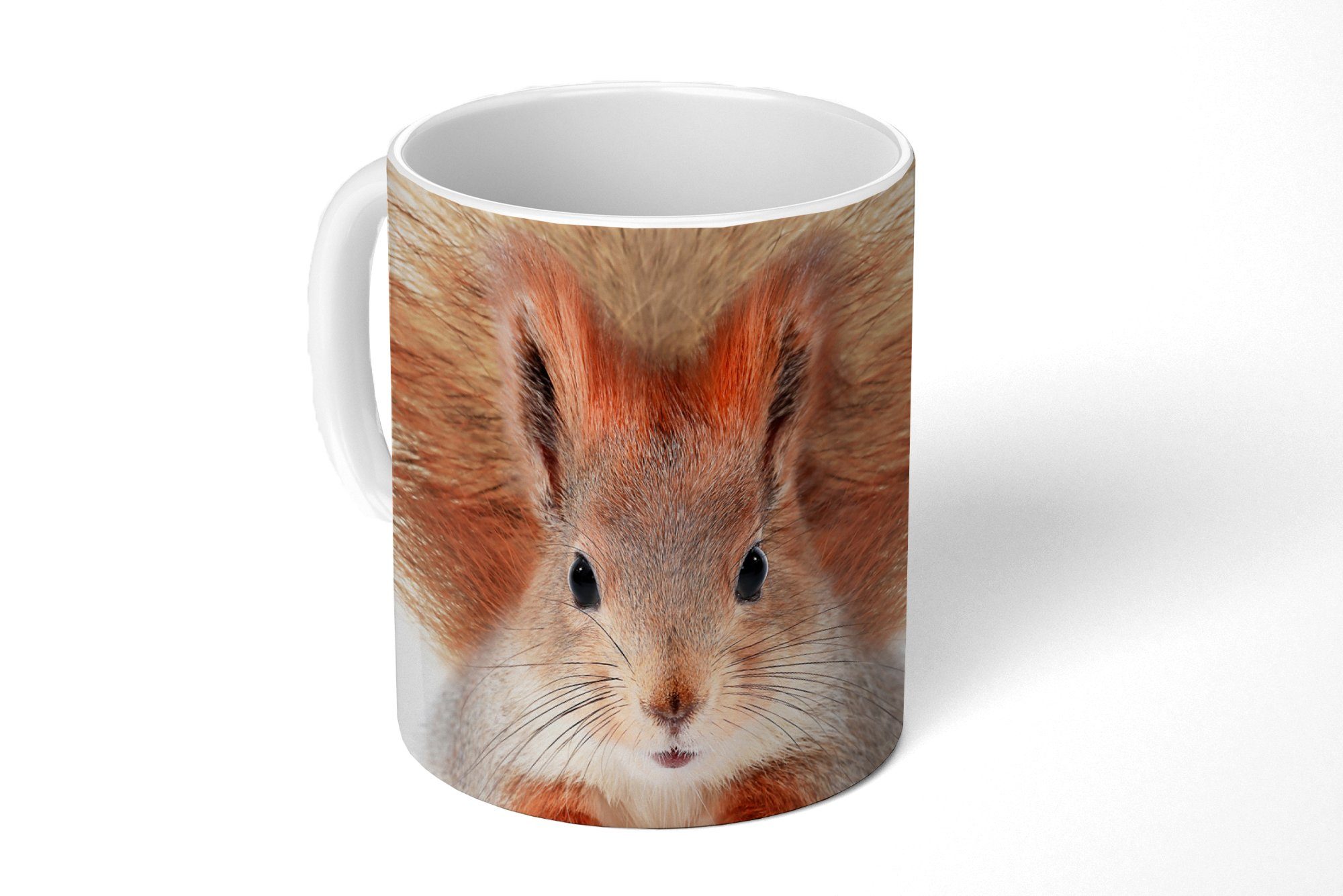 MuchoWow Tasse Eichhörnchen - - Keramik, Kaffeetassen, Tiere Natur Geschenk Orange - Teetasse, Becher, - Teetasse, Weiß