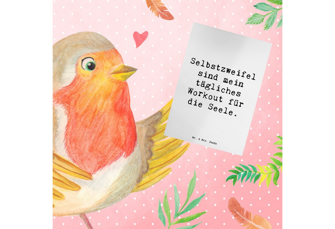 Thumbnail - Mr. & Mrs. Panda Grußkarte Spruch Selbstzweifel Workout - Weiß - Geschenk, inneres Gleichgewicht