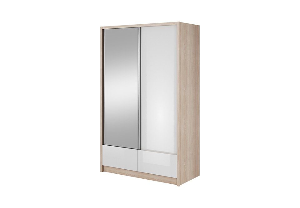 JVmoebel Kleiderschrank Garderobe Aufbewahrung 130cm Regal Schrank Archiv Schiebetüren Beige/Weiß | Kleiderschränke