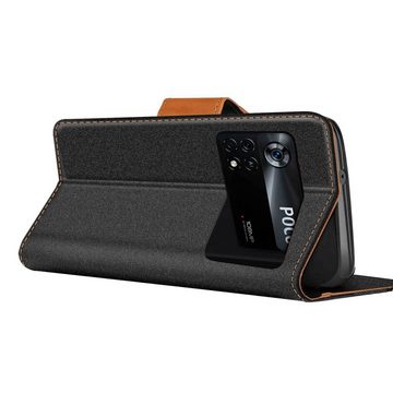 CoolGadget Handyhülle Denim Schutzhülle Flip Case für Xiaomi Poco X4 Pro 5G 6,67 Zoll, Book Cover Handy Tasche Hülle für Poco X4 Pro 5G Klapphülle