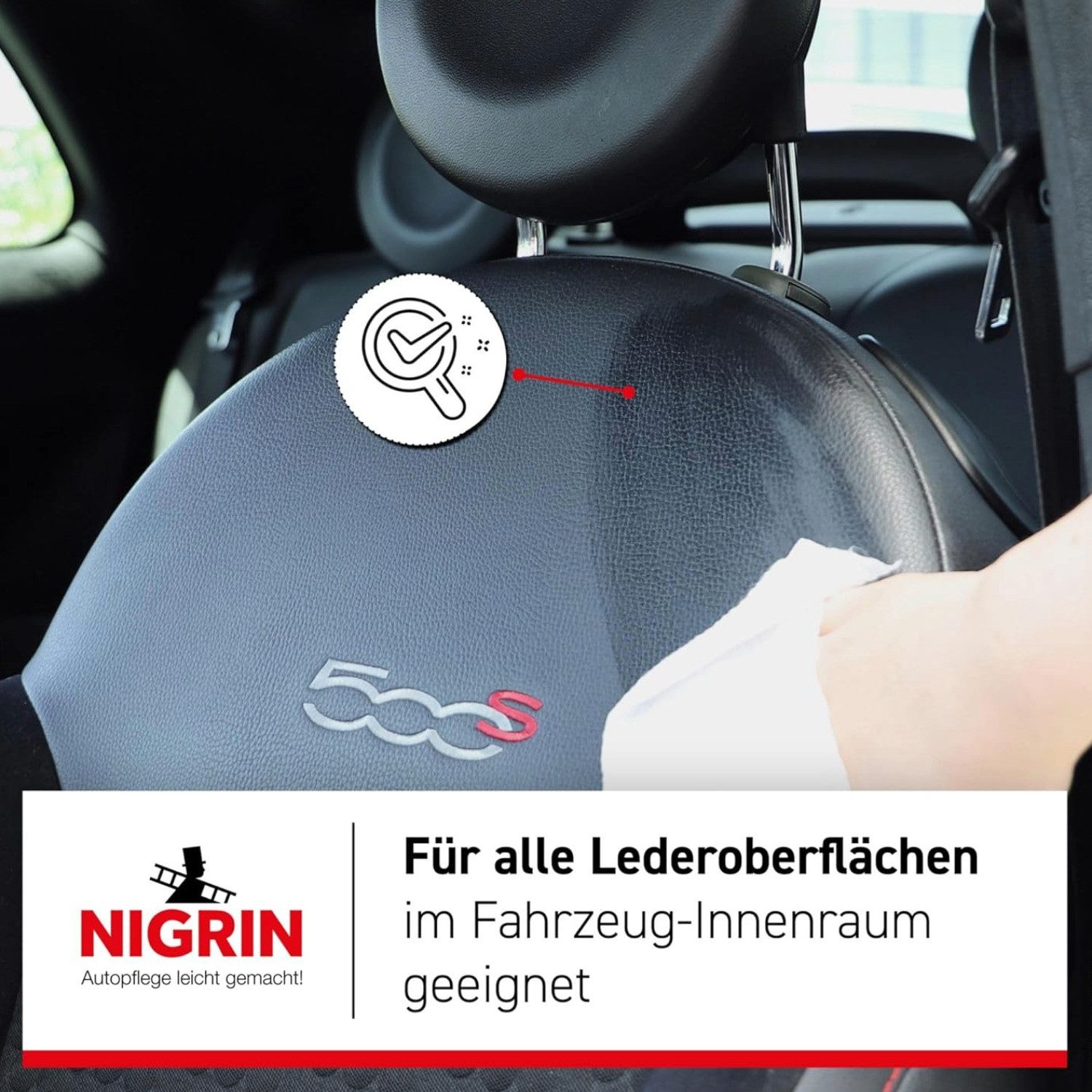 NIGRIN 6x Lederpflegetücher Spenderbox Leder-Reiniger 30x Lederpflege (6x 30er Dose mit Tüchern, 6 St), Pflege-Tuch Reinigung Lederpflege Tücher Spenderbox Farbauffrischend