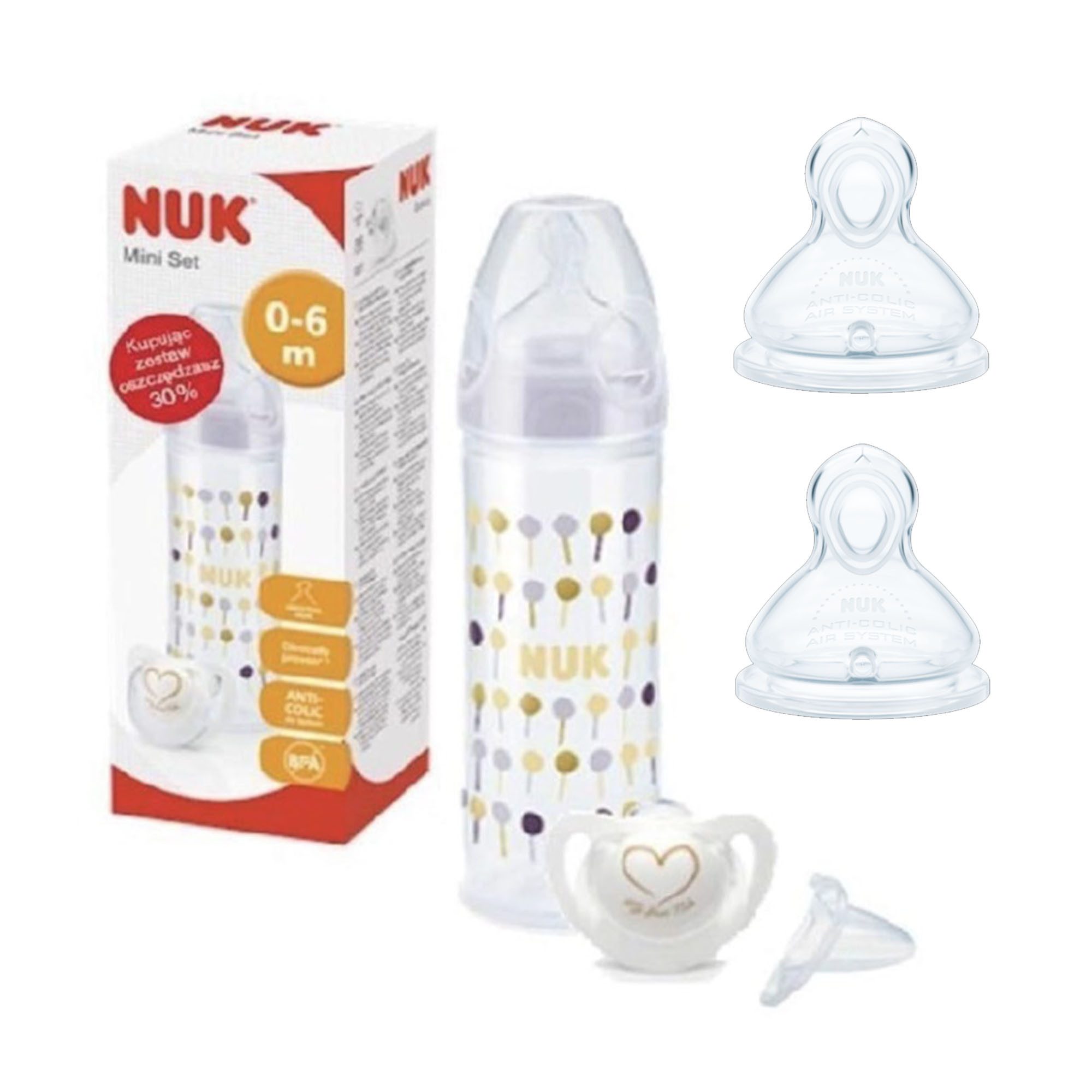 Babyflasche NUK Babyflasche+Genius Schnuller+ Silikon Trinksauger 0-6 M